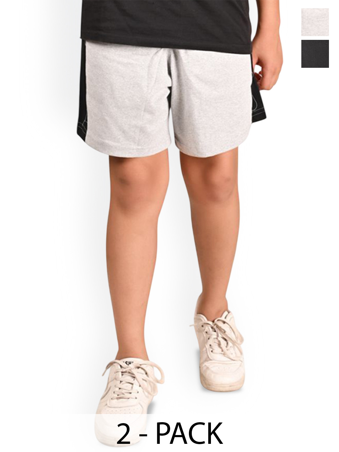 BAESD Boys Pack Of 2 Cotton Solid Regular Side Patta Bermuda Shorts