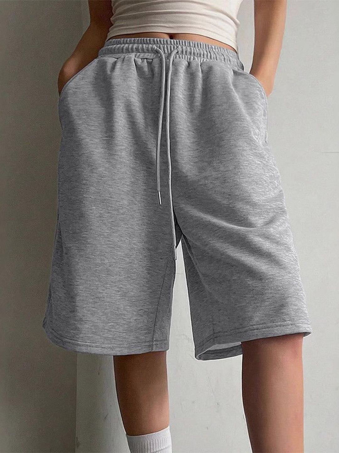 Outzidr Women Solid Bermuda Drawstring Short