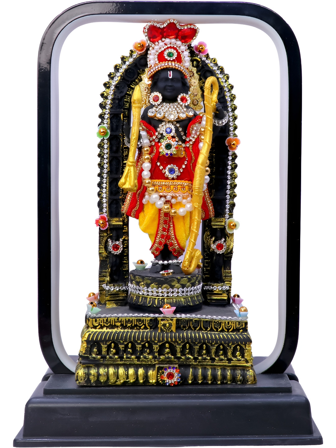 Aura Dress Work Black Polyresin Matte Prayer Room Lights Small Showpiece - 11.4 Inches