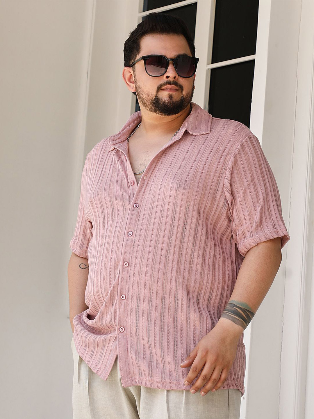 Instafab Plus Men Plus Size Cotton Comfort Relaxed Fit Casual Shirt