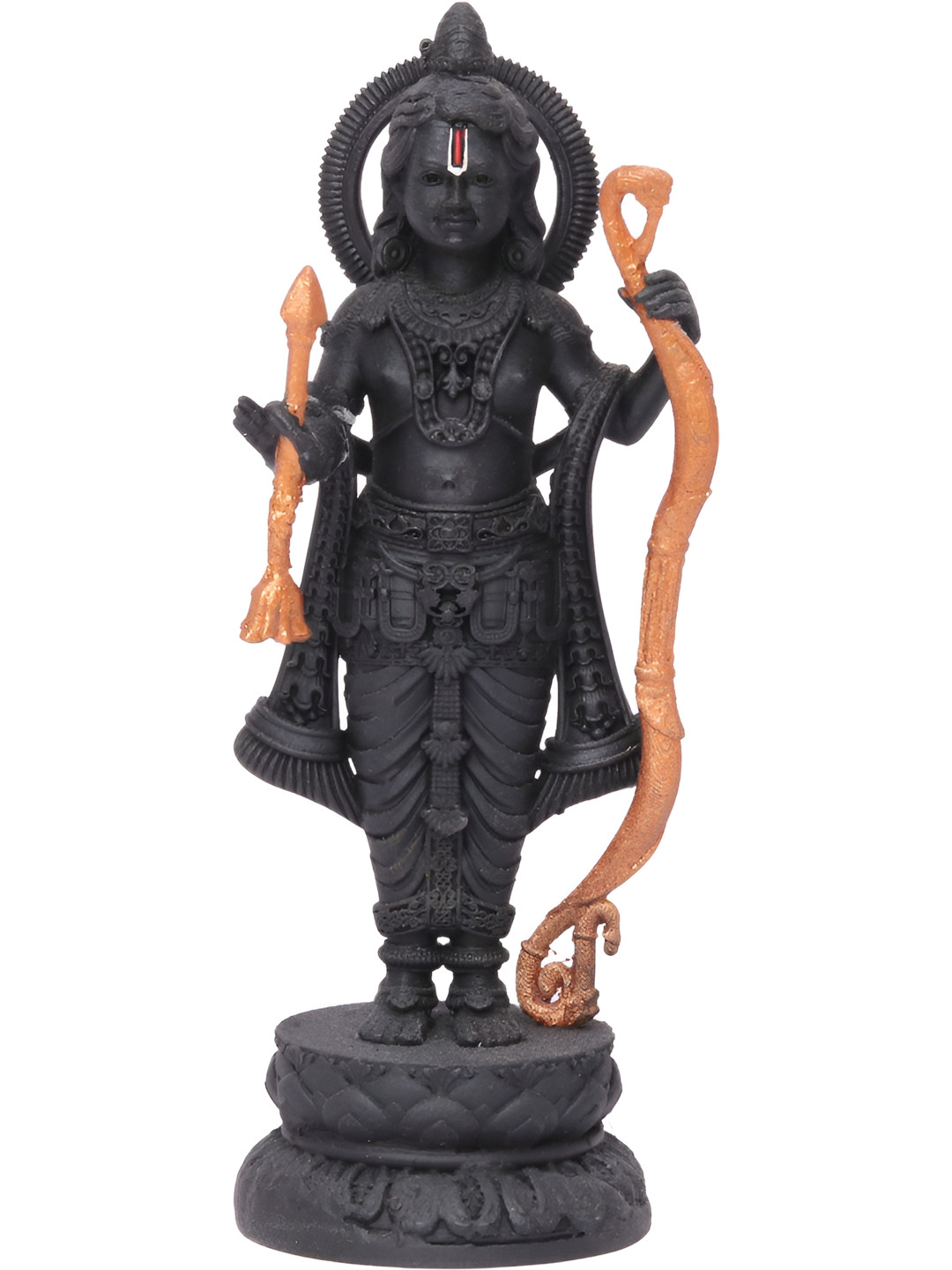 Aura Ram Laala Black Polyresin Glossy Prayer Room Small Showpiece - 3.9 Inches