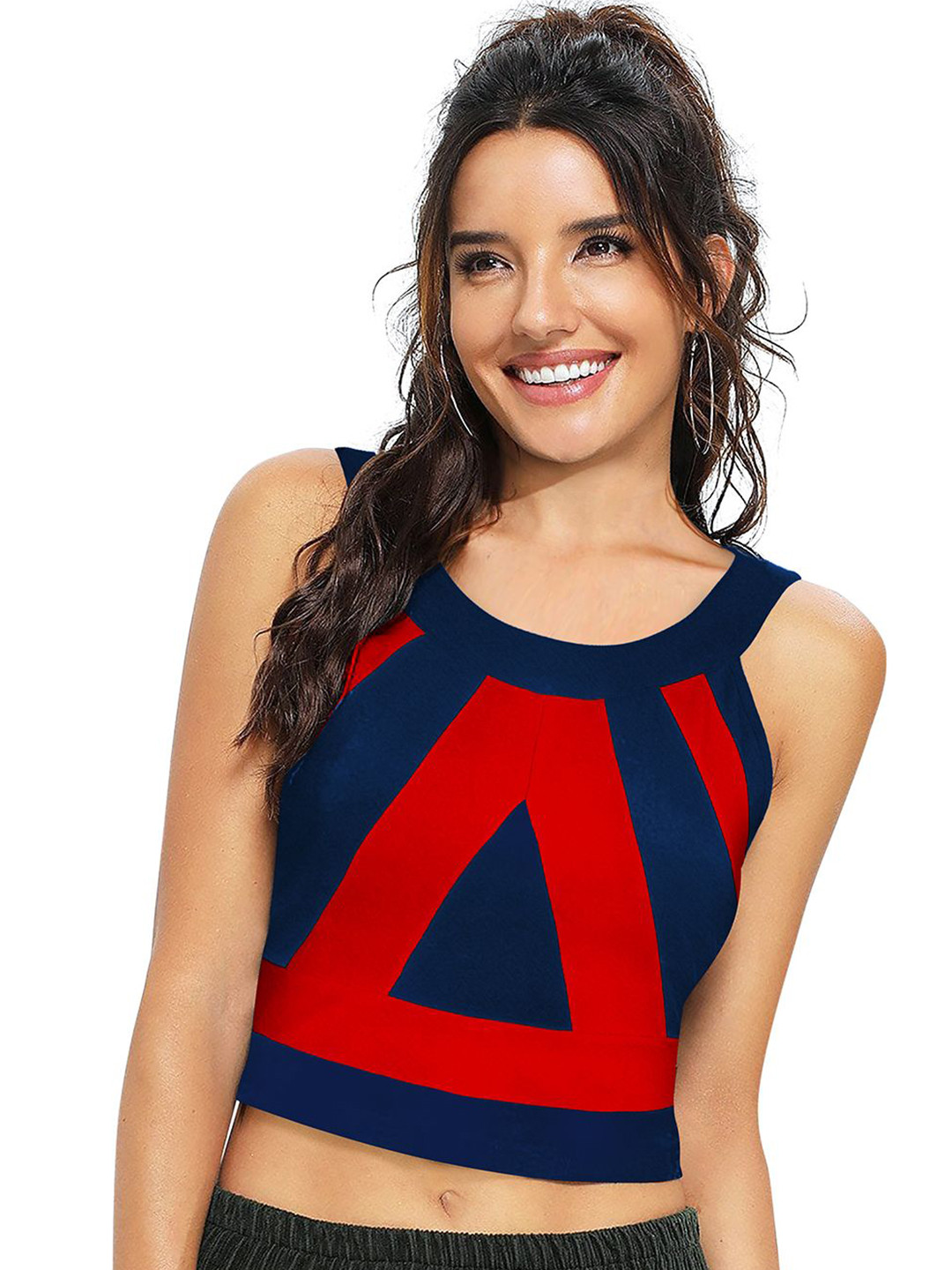 DHRUVIL IMPEX Colourblocked Sleeveless Top