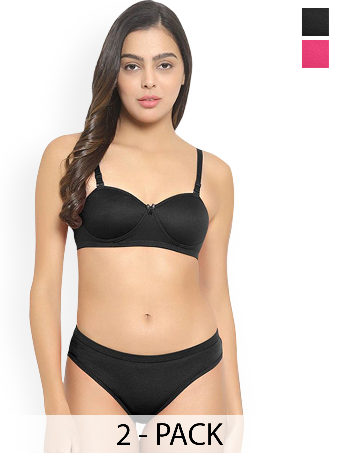 PIBU Pack Of 2 Cotton Lingerie Set H_Demi-Set_Bl,P