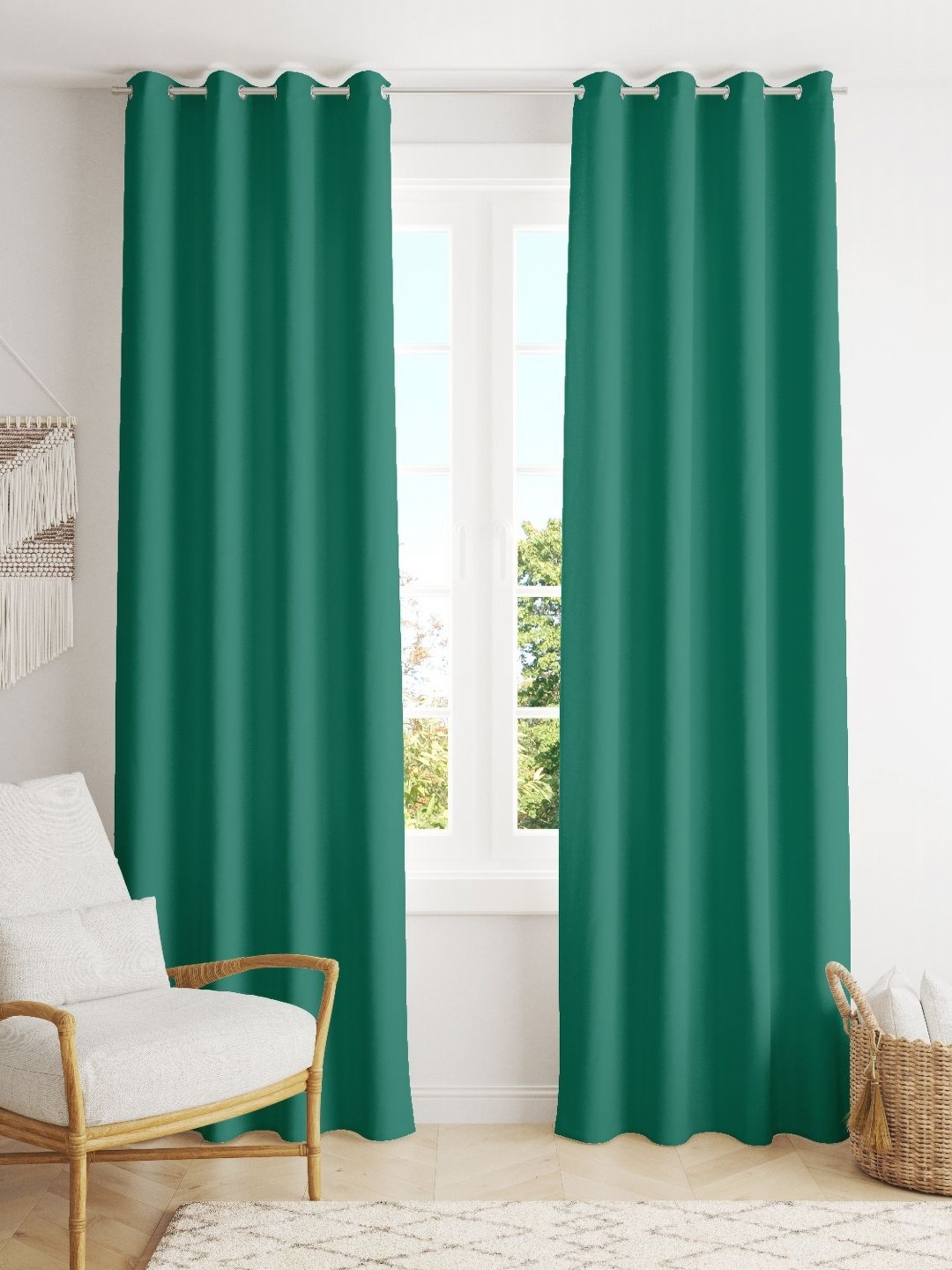 Parda Online Unisex Sea Green Black Out Long Door Curtain