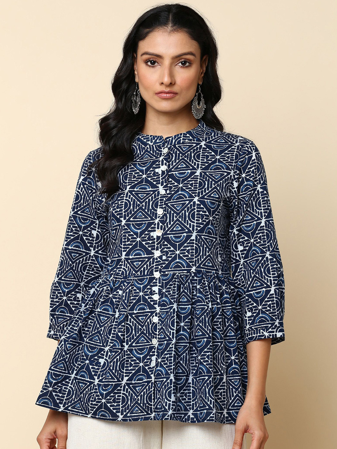 CORSICA Women Batik Printed Peplum Top