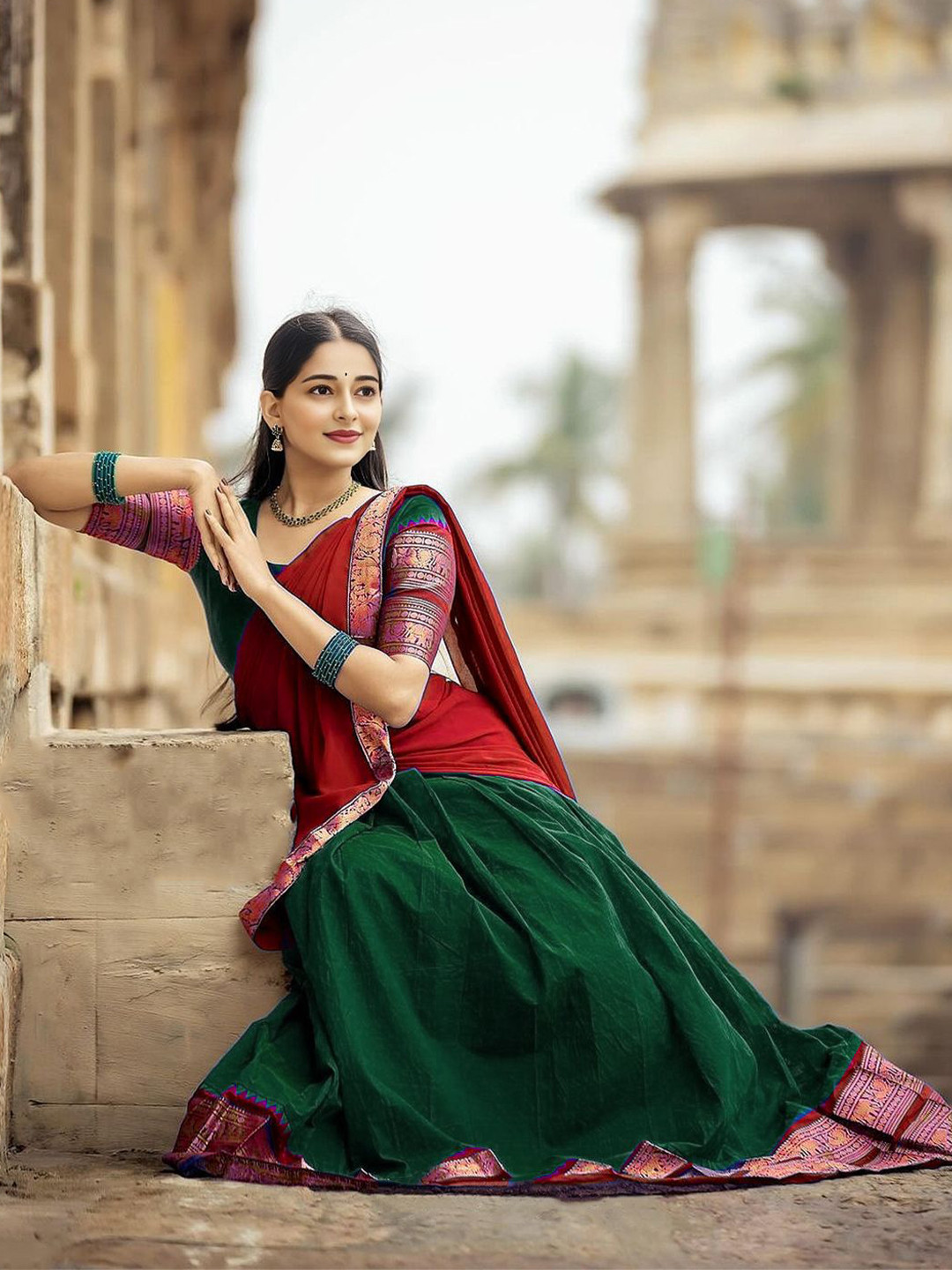 R K INFINITIVE Woven Design Semi-Stitched Lehenga & Unstitched Blouse With Dupatta