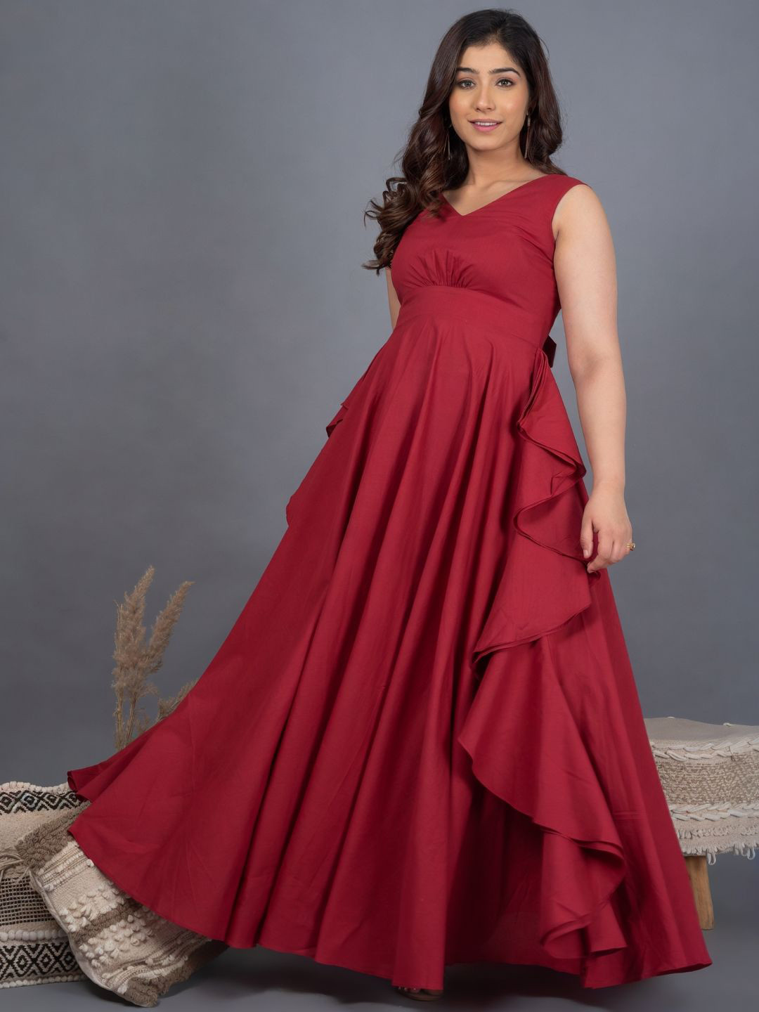 KAJODI Sabbo Cotton Cherry Flare Long Dress