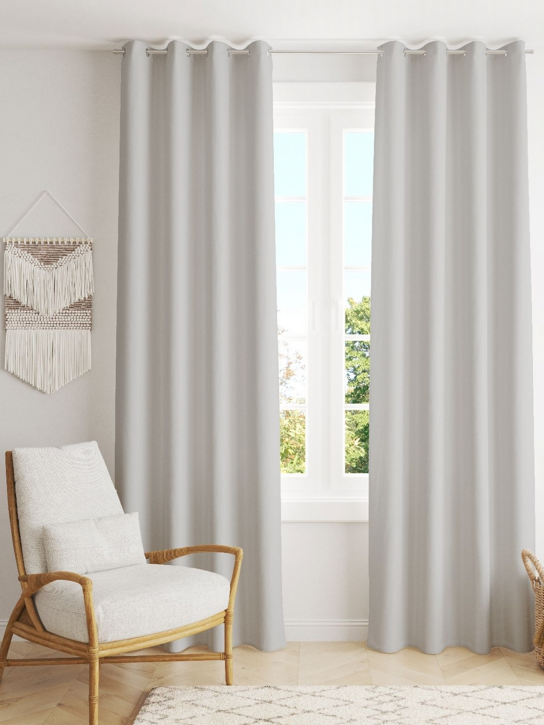 Parda Online 2 Silver-Toned Black Out Long Door Curtain