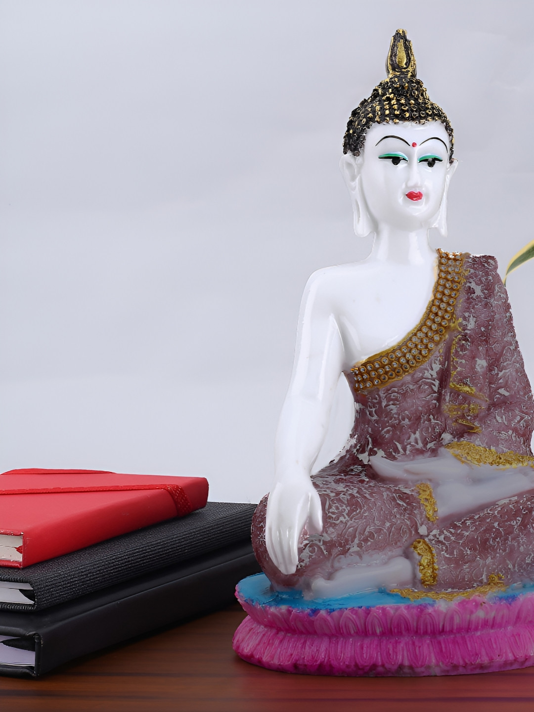 Aura Hand Down Buddha White Marble Glossy Living Room Small Showpiece -
