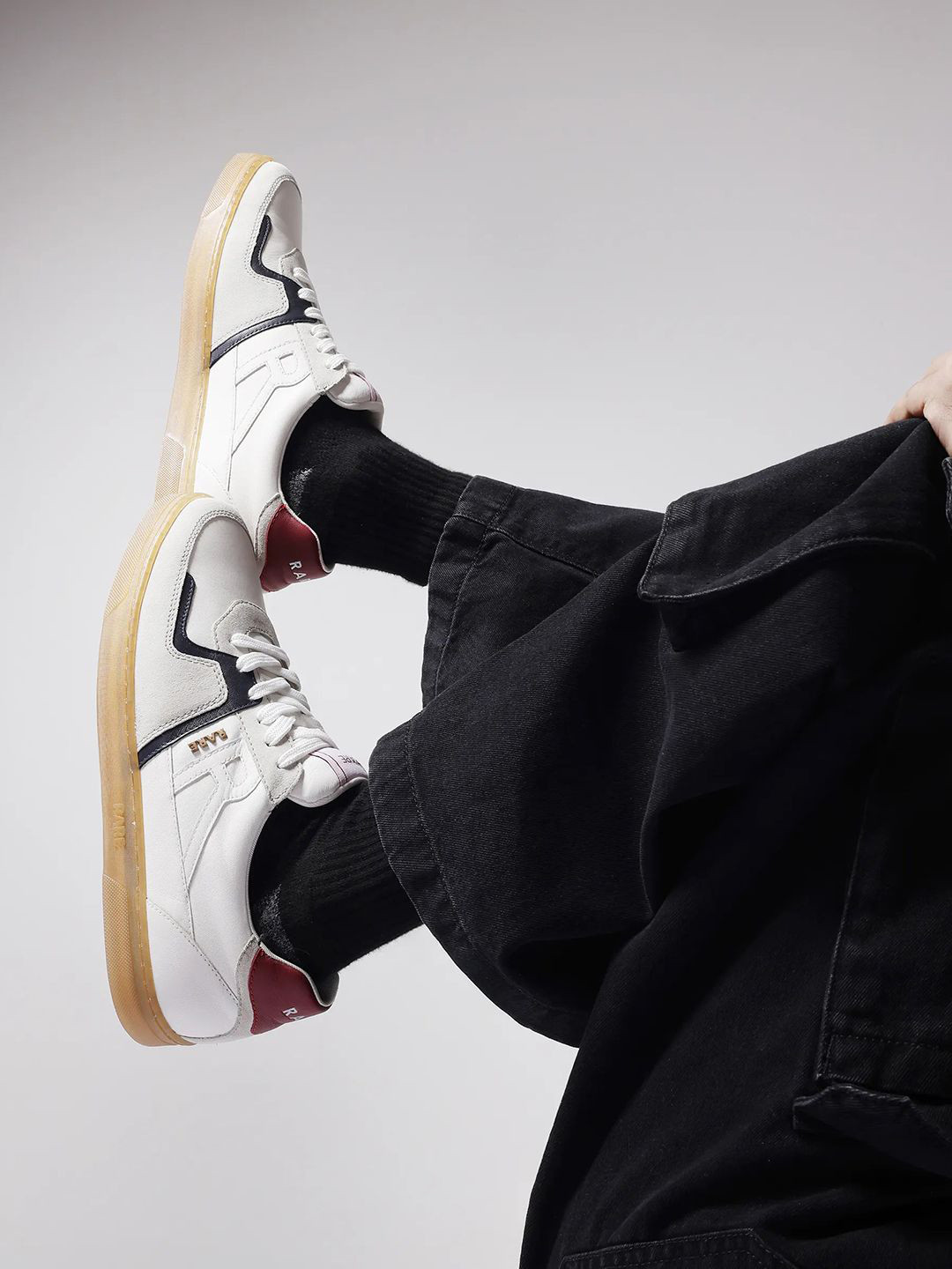 RARE RABBIT Men Woven Design Leather Regular Sneakers