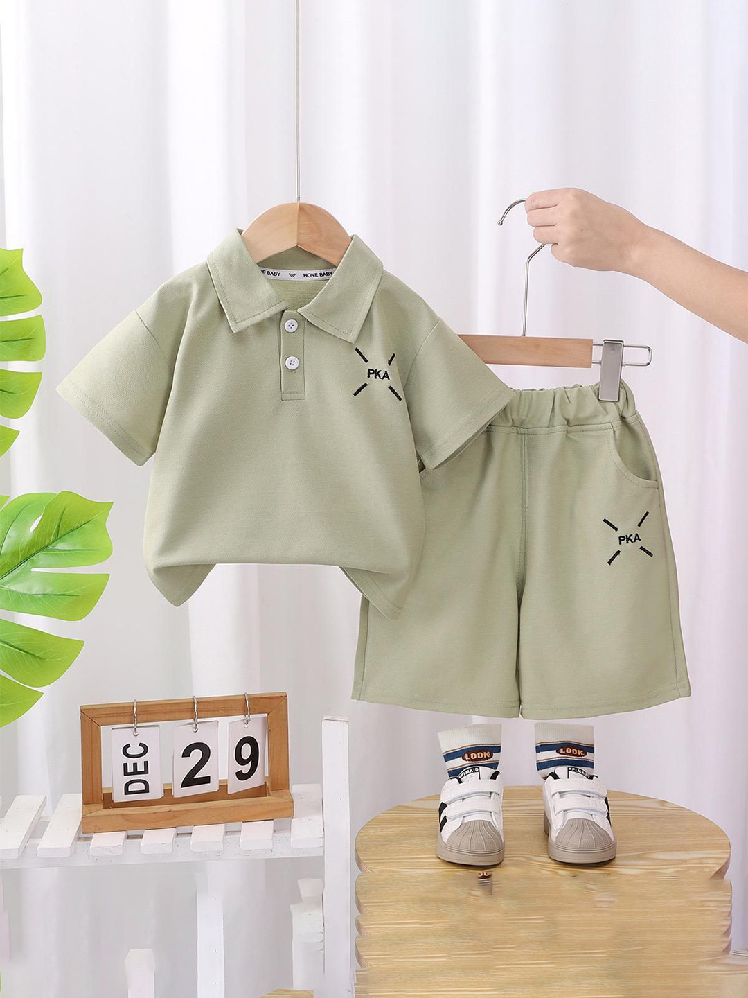 POP STREET KIDS Boys Polo Collar T-shirt With Shorts
