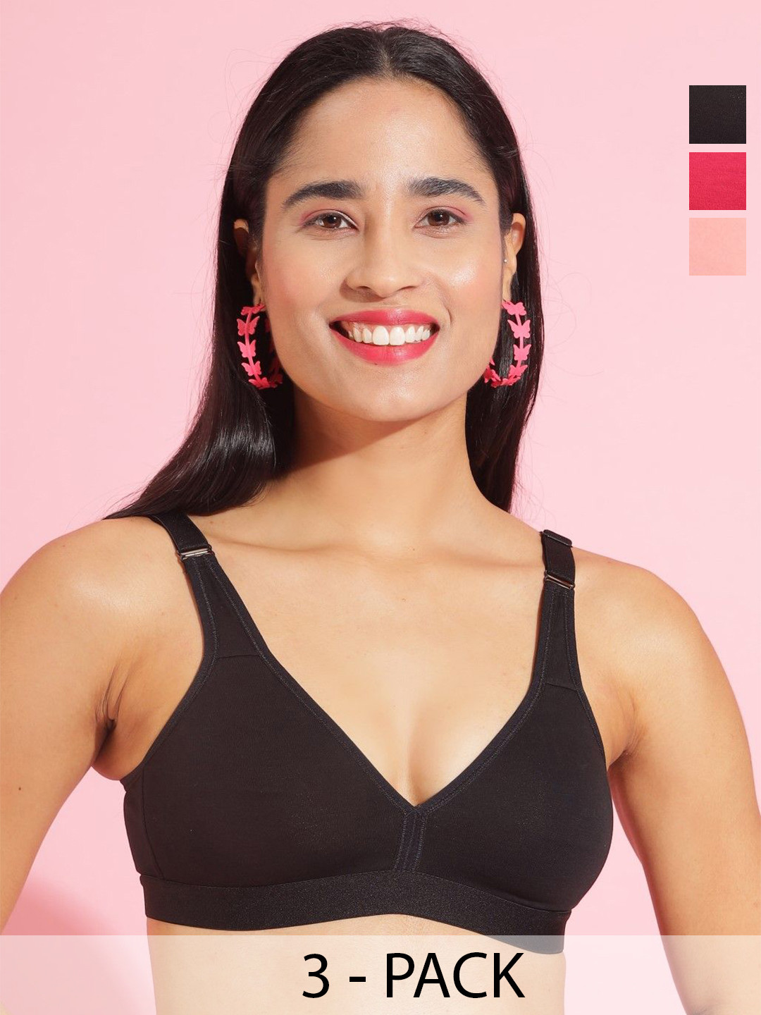 Dollar Missy Set Of 5 Solid Non Padded Cotton Bra Set