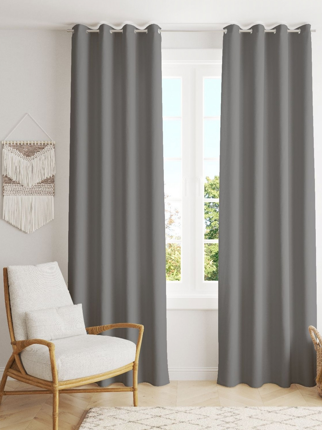 Parda Online Grey Set of 2 Black Out Long Door Curtain