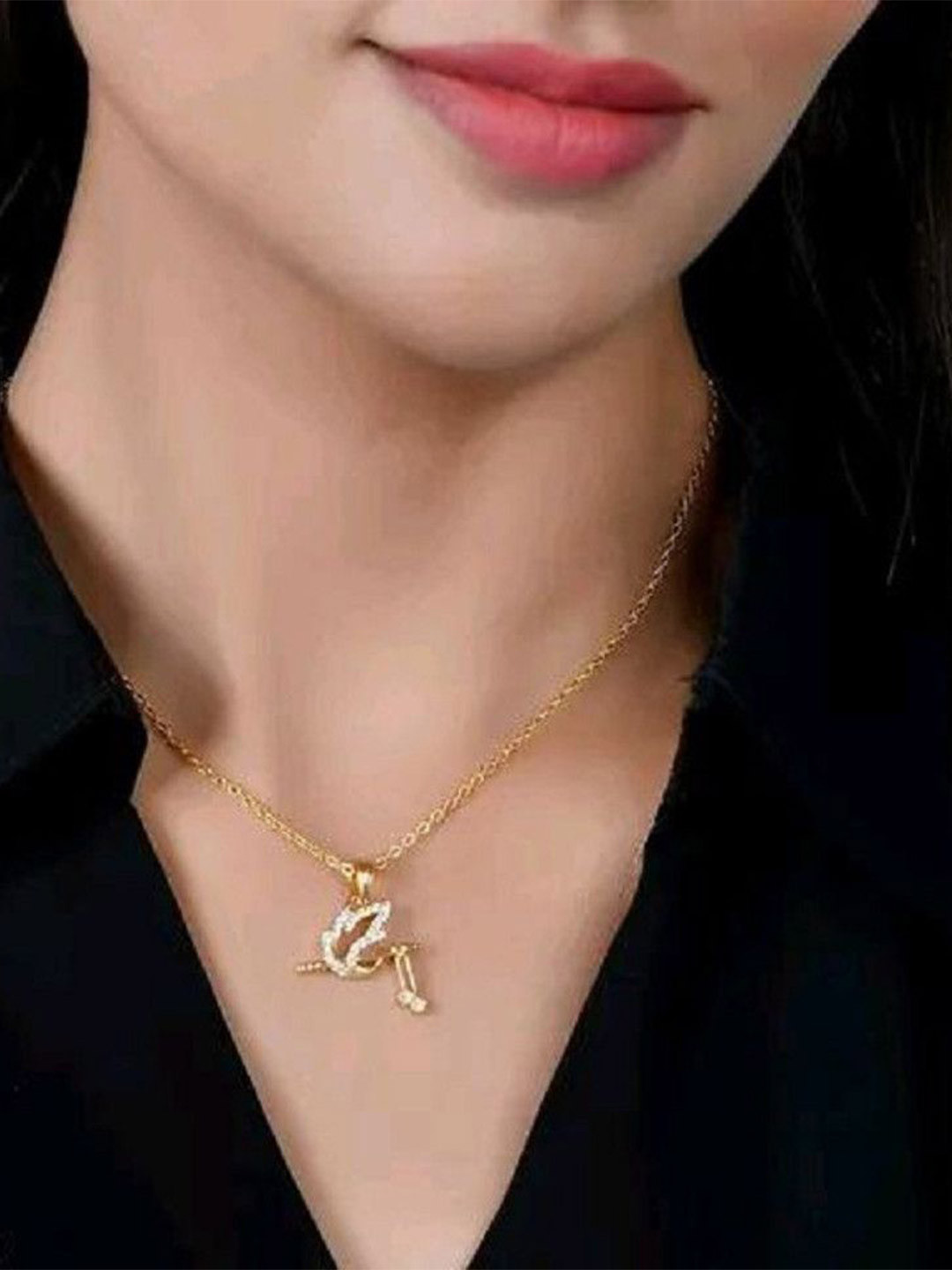 BHUMI09 Gold-Plated Contemporary Pendants with Chains