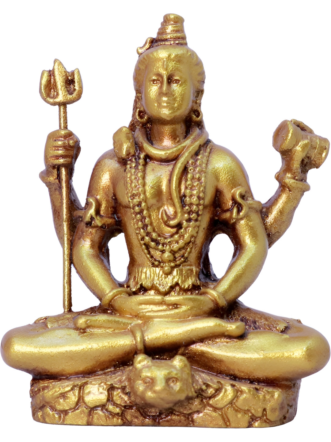 Aura Shiv Gold Polyresin Glossy Prayer Room Small Showpiece - 3.1 Inches