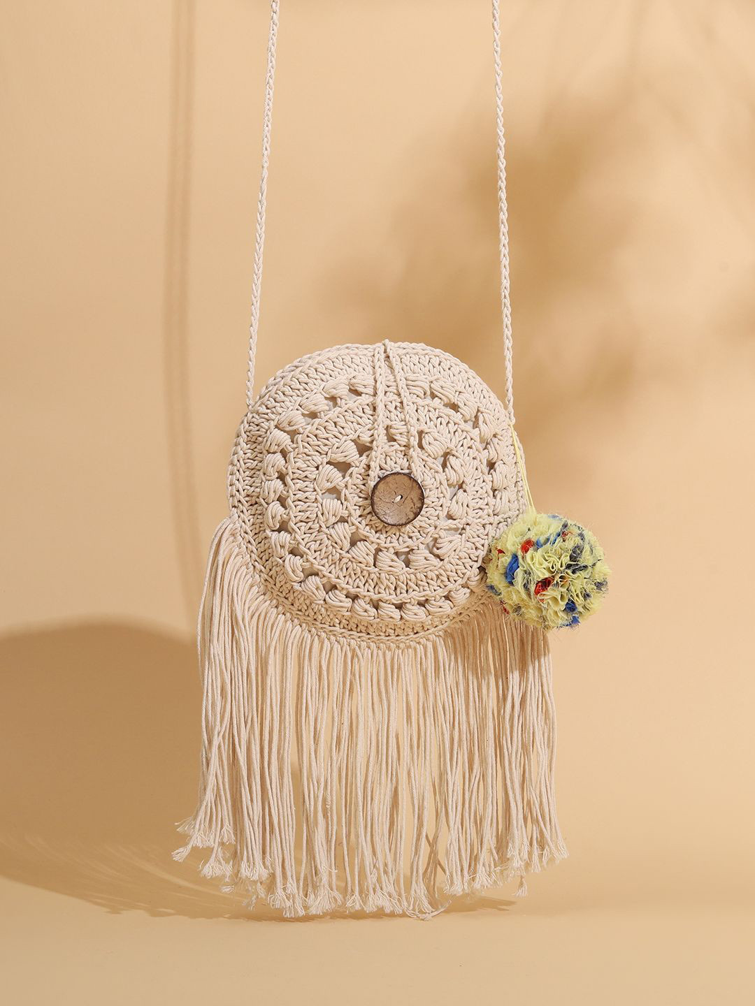 ITIHASIKALA Women Boho Tassel Crochet Sling Bag