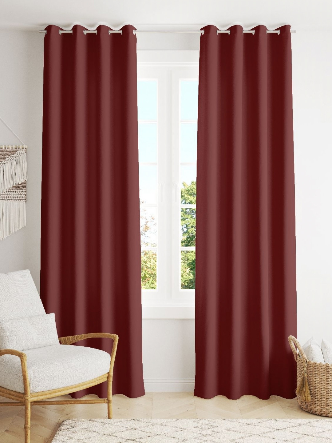Parda Online Solid Black Out Long Door Curtain