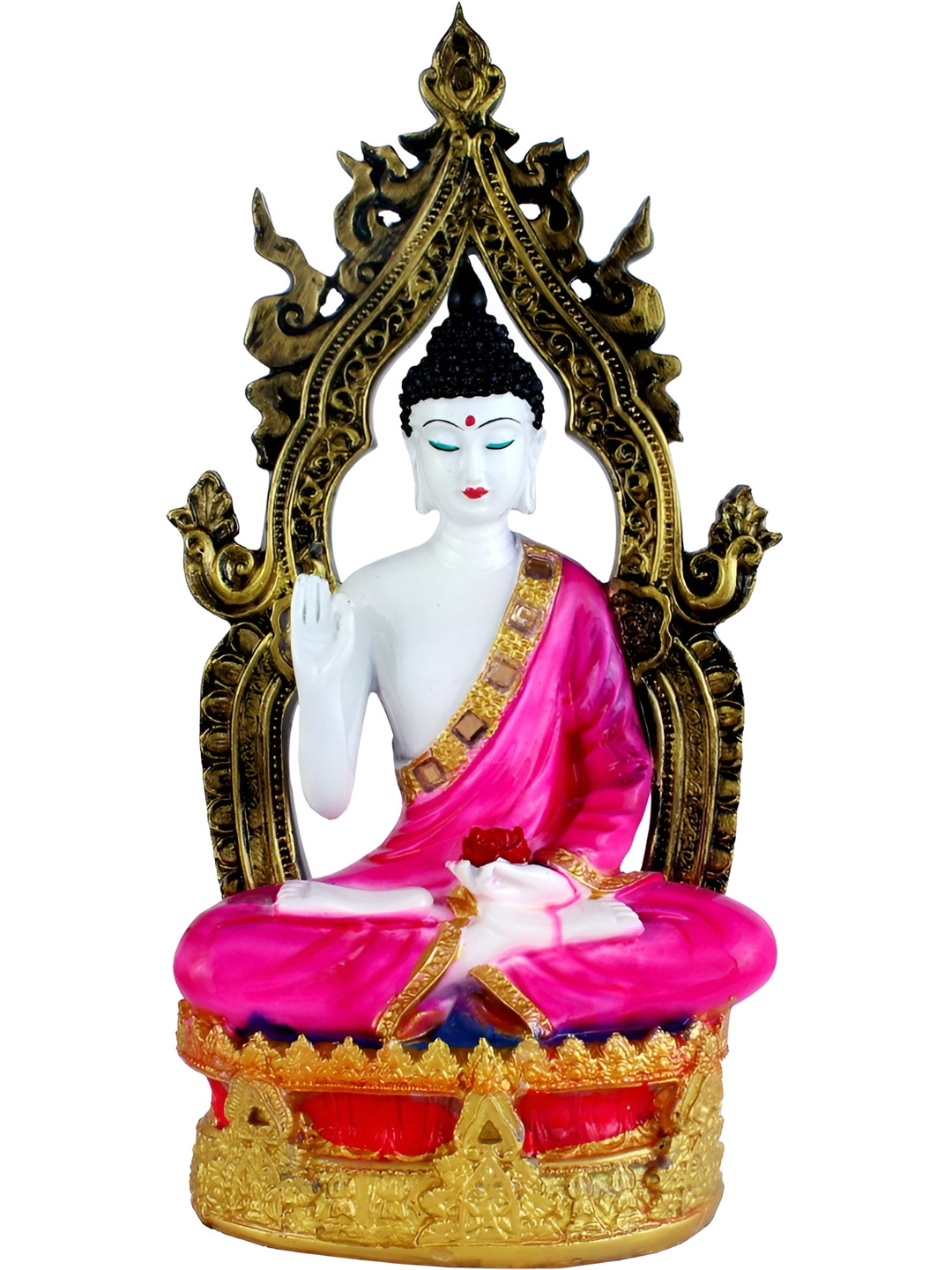 Aura Buddha with Tample White Marble Glossy Living Room Small Showpiece -