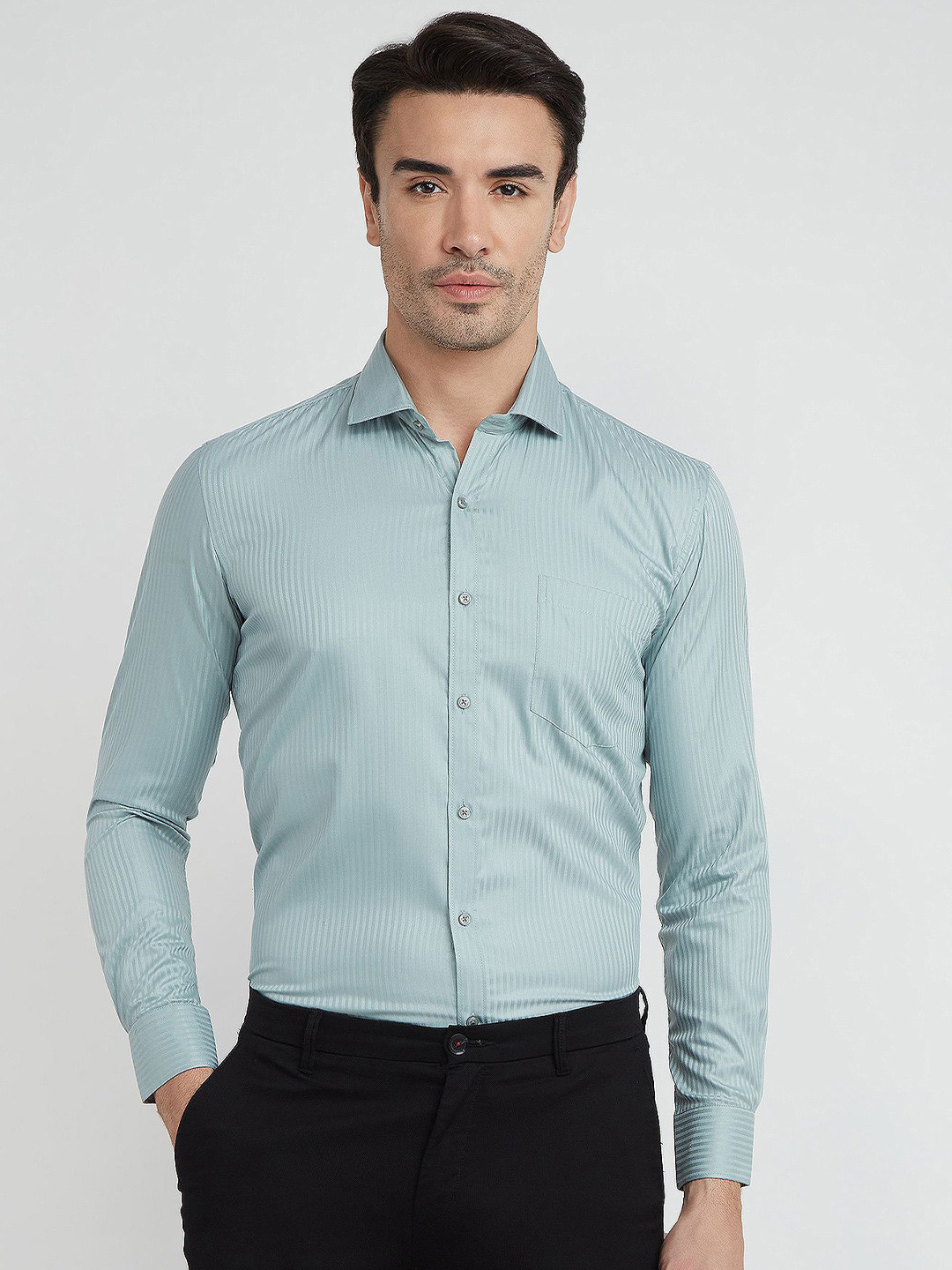 MARK & ALBERT Men Cotton Slim Fit Striped Shirt