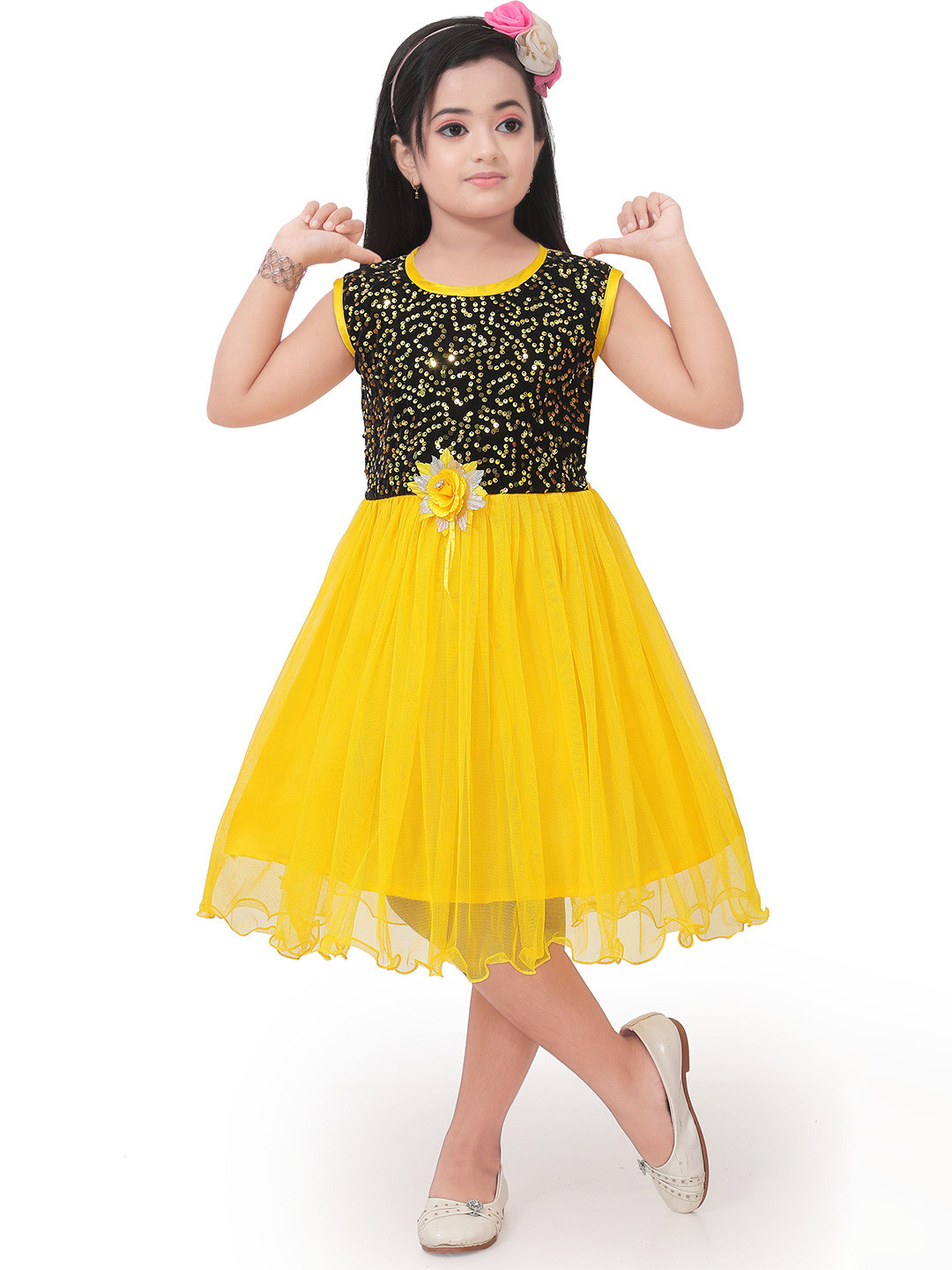 FASSY Girl Embellished Sequined Tulle Gown Dress