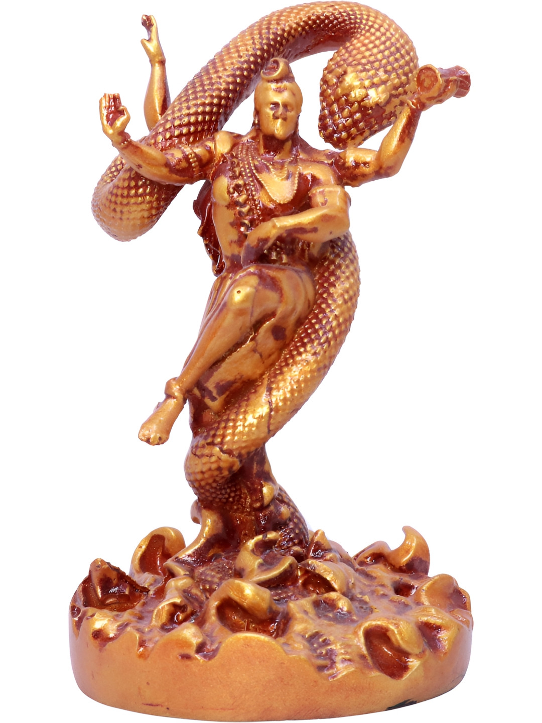 Aura Tandav Shiv Gold Polyresin Natural Prayer Room Small Showpiece - 5.9 Inches