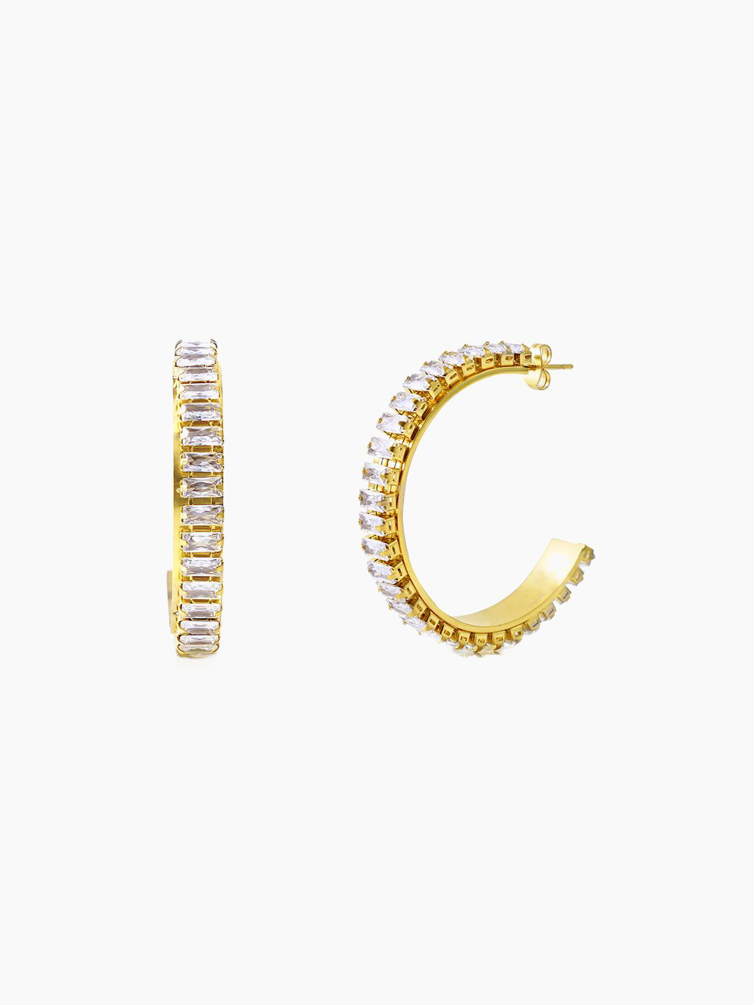SWASHAA Imara 18K Gold Plated CZ Studded Circular Ear Cuff Earrings