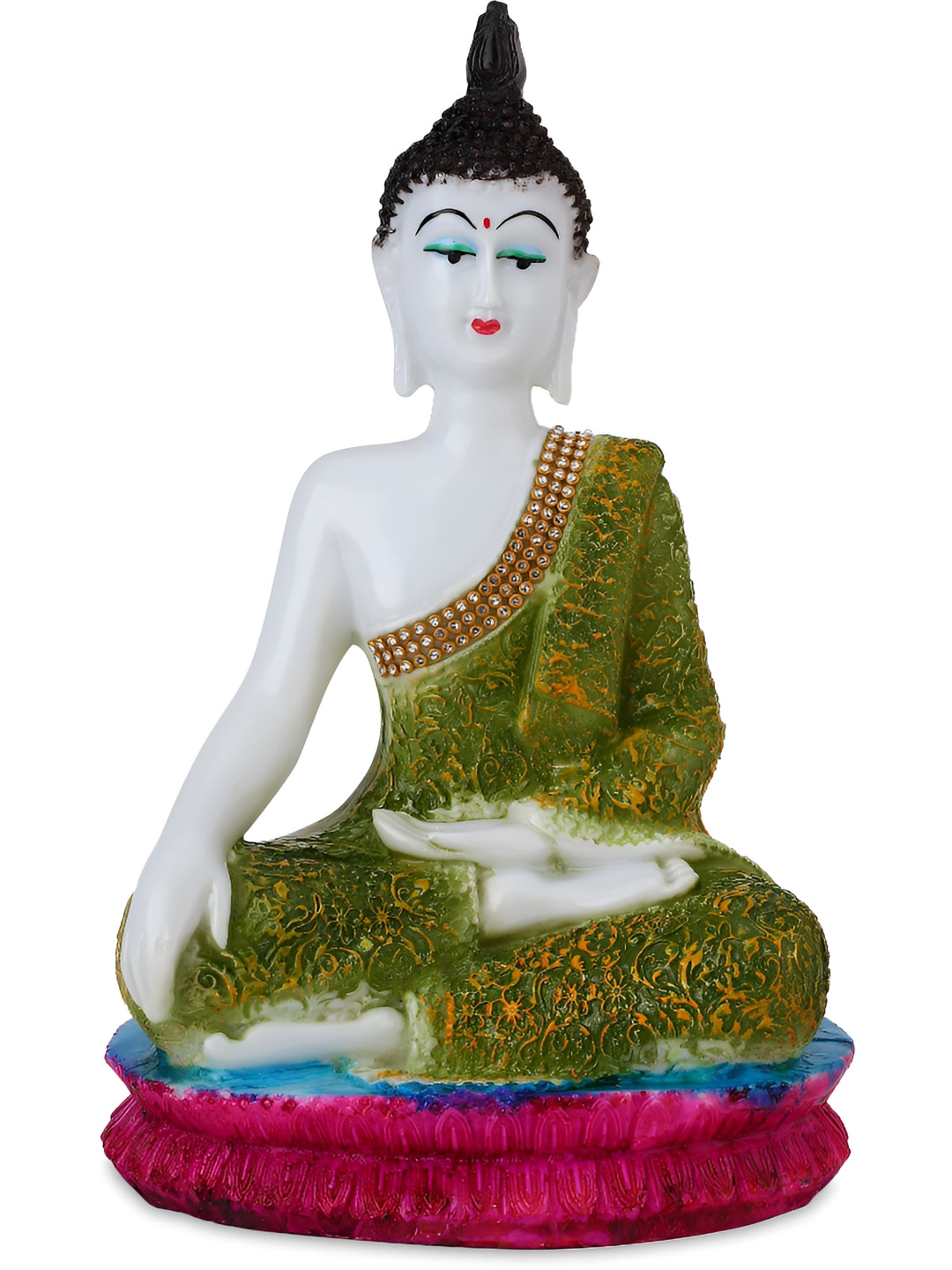 Aura Down Hand Buddha White Marble Matte Living Room Small Showpiece -