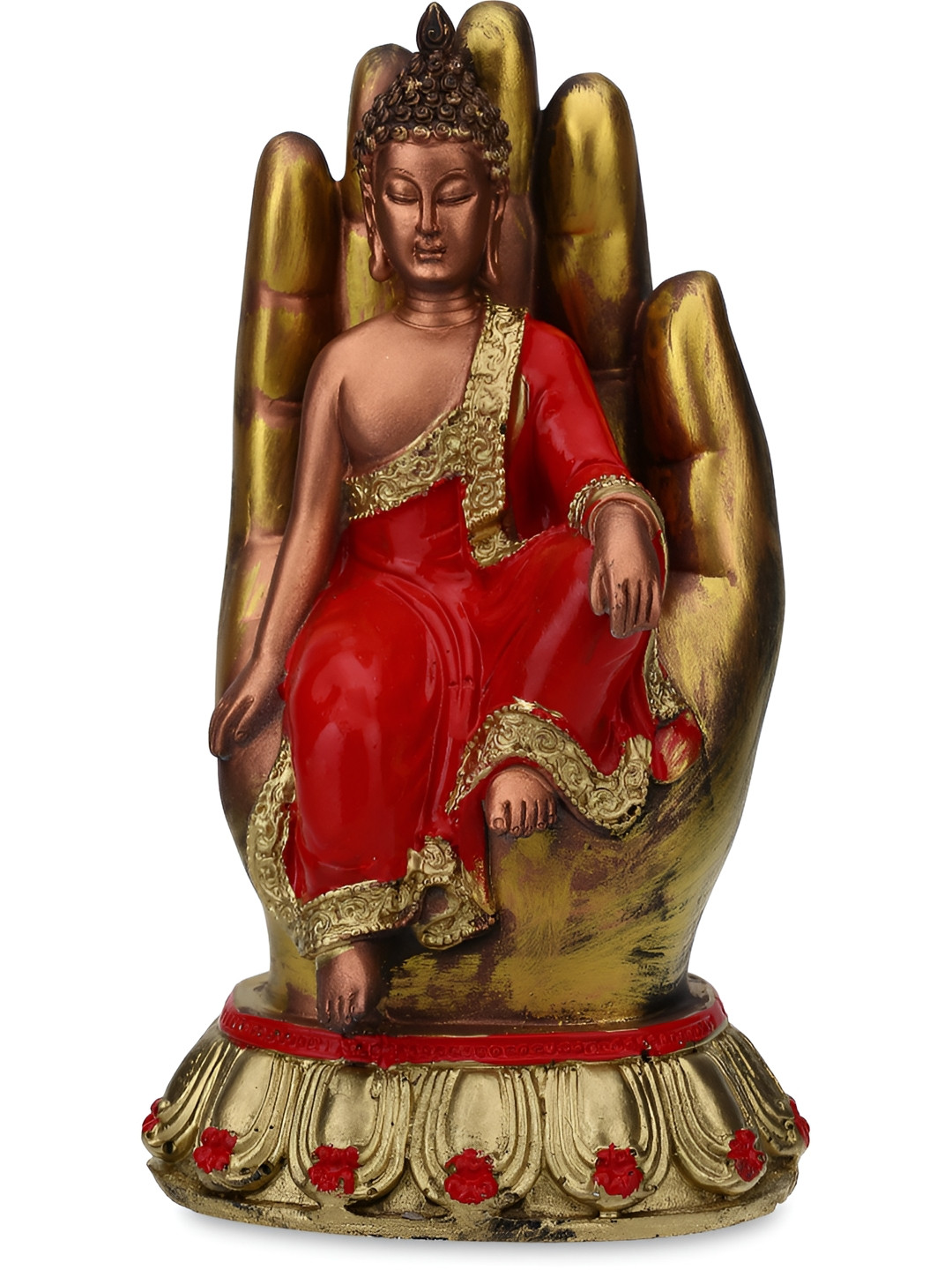 Aura Antique Hand Buddha Gold Polyresin Natural Prayer Room Small Showpiece -