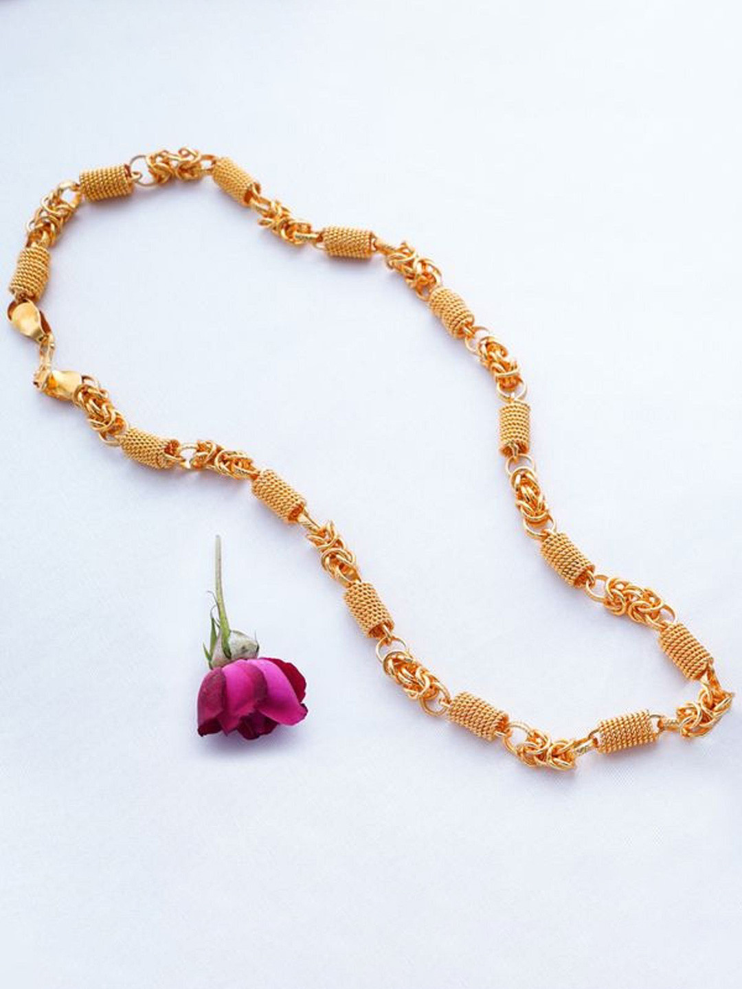 The Roadster Lifestyle Co Men Gold-Plated Byzantine & Barrel Link Chain