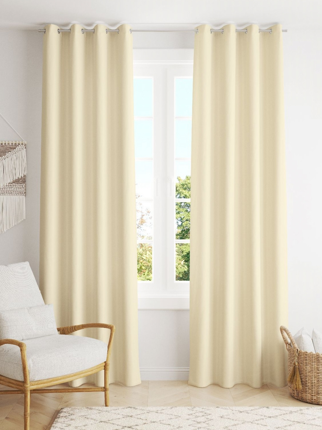 Parda Online Off White Set of 2 Black Out Long Door Curtain