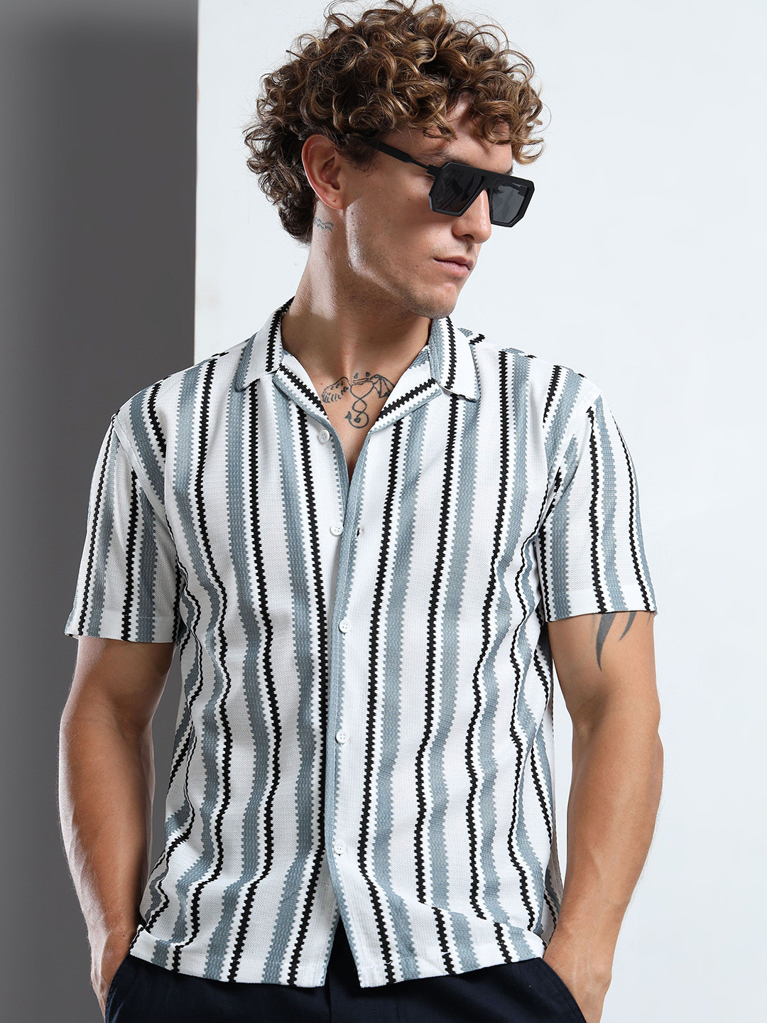 THE BEETEL HOUSE Men Striped Spread Coller Relexed Fit Casual Shirt