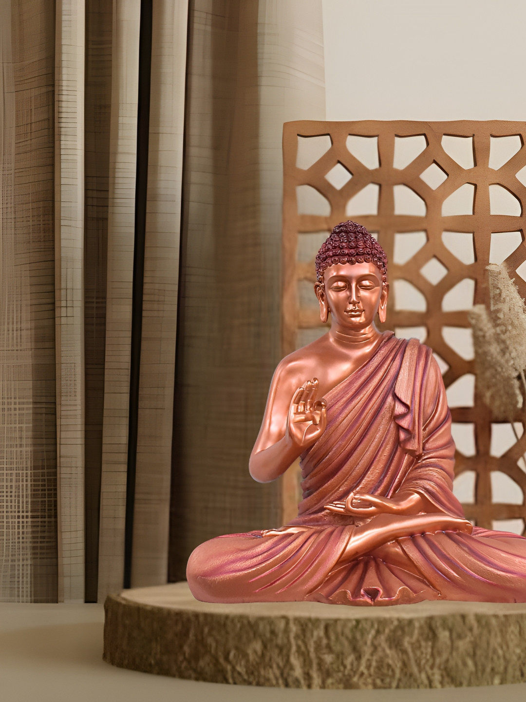 Aura Buddha Copper Marble Glossy Living Room Small Showpiece -