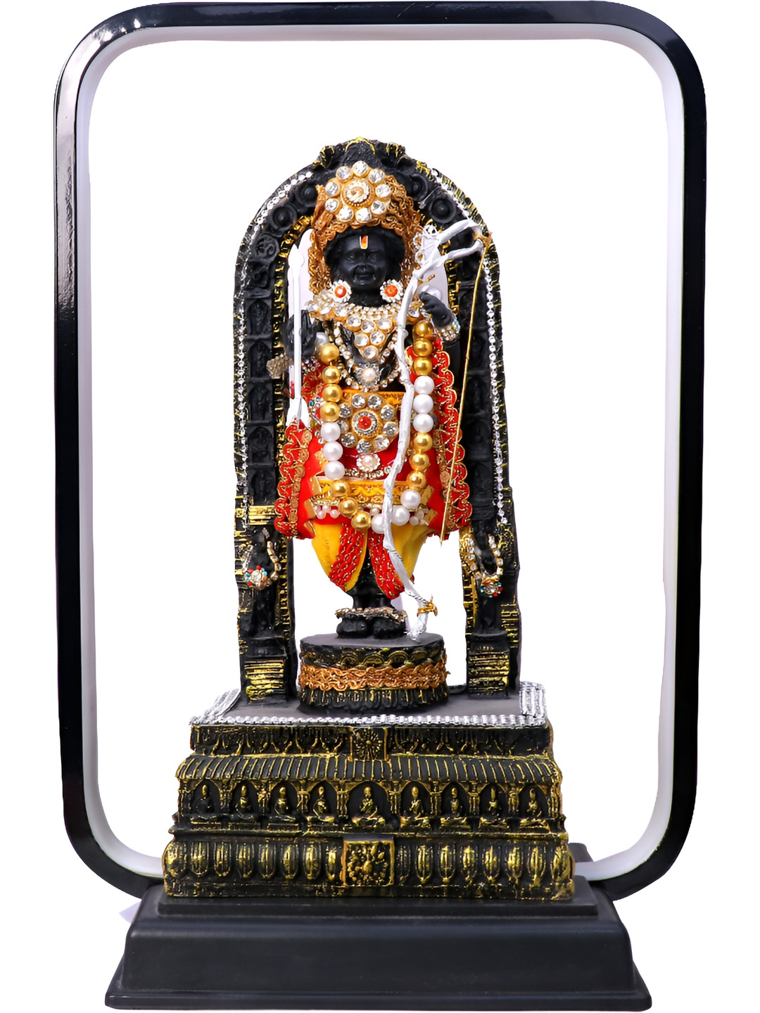 Aura Dress Work and Light Red Polyresin Glossy Prayer Room Lights Medium Showpiece - 15 Inches