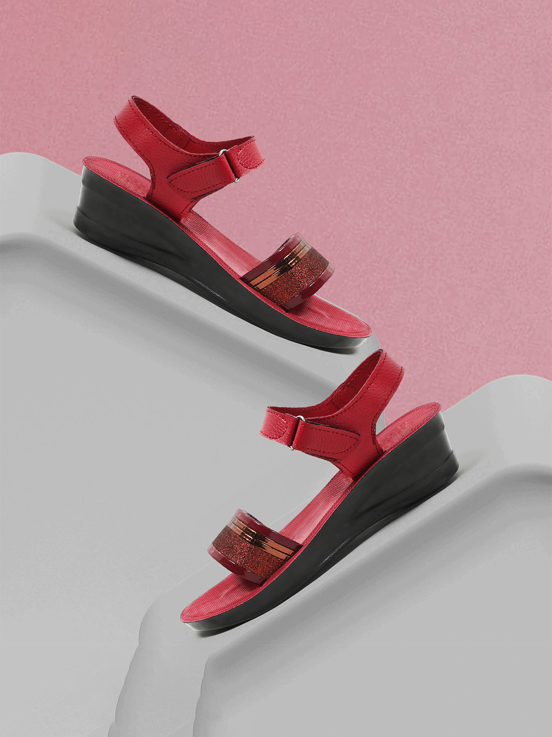 TOMSY CHOICE Women Red Synthetic Sandals
