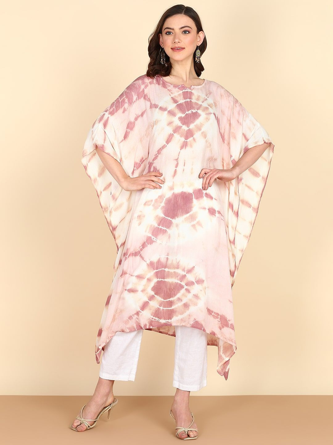 CORSICA Women Tie & Dye Kimono Sleeves Kaftan Kurta