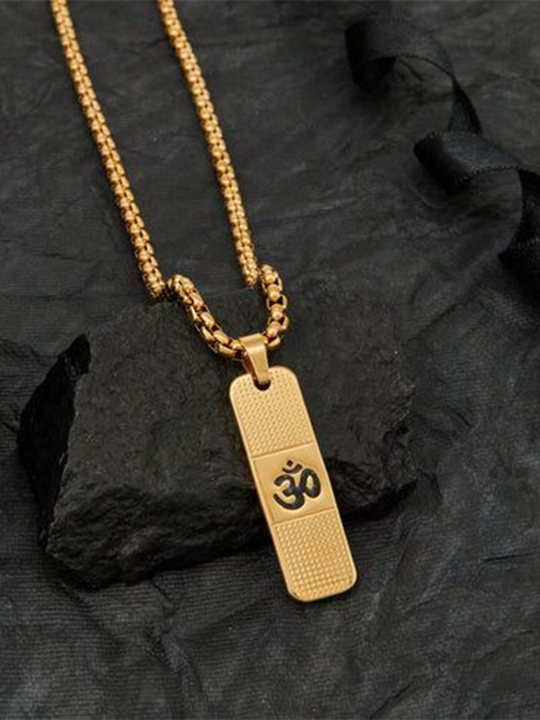 The Roadster Lifestyle Co. Men Gold-Plated Om Pendant With Box Chain