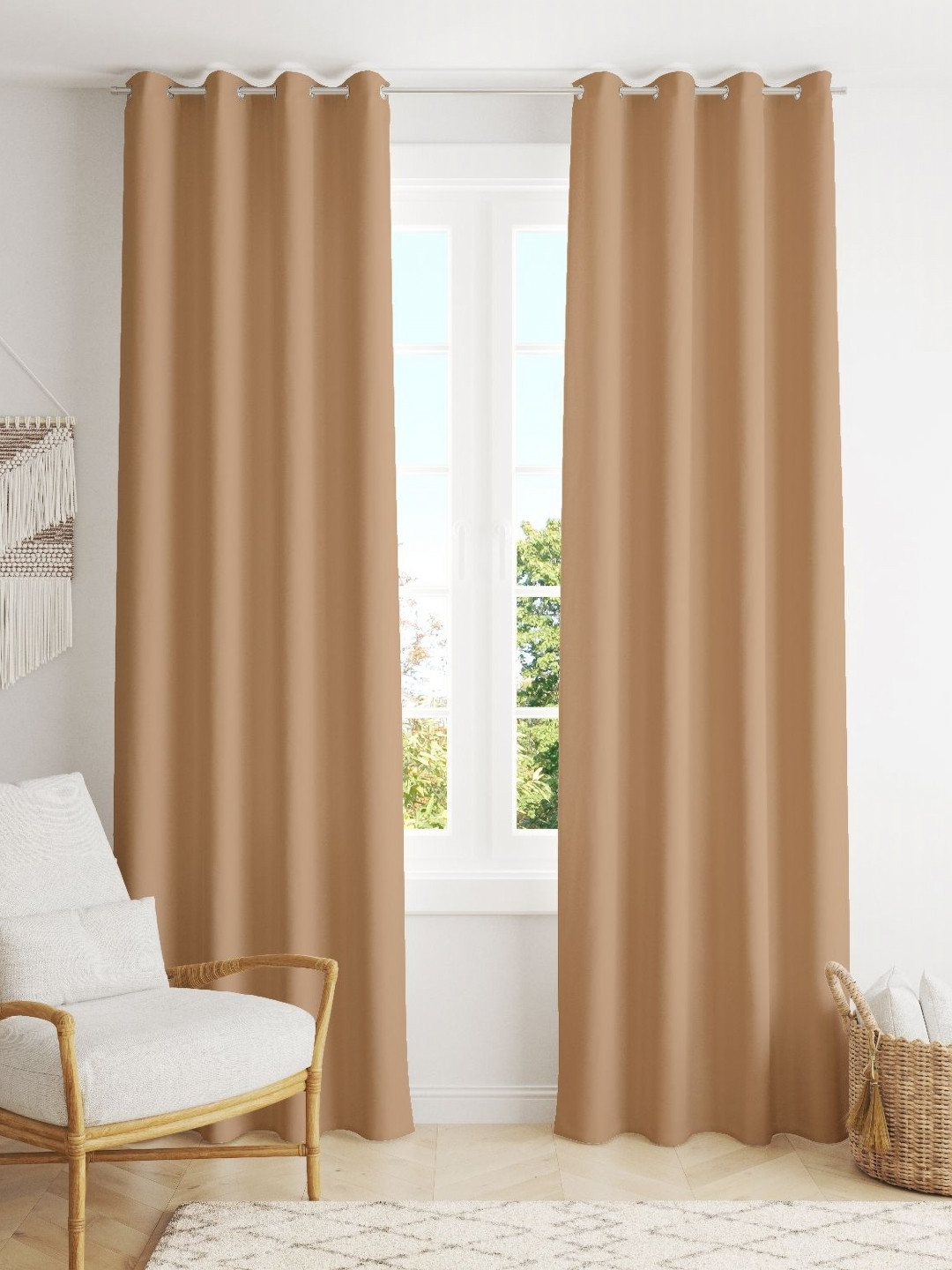 Parda Online Beige Black Out Door Curtain
