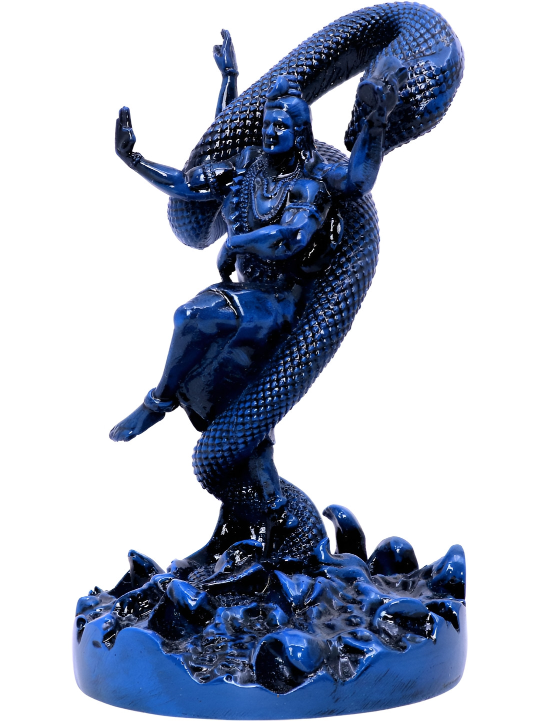 Aura Tandav Shiv Blue Polyresin Glossy Living Room Small Showpiece - 5.9 Inches