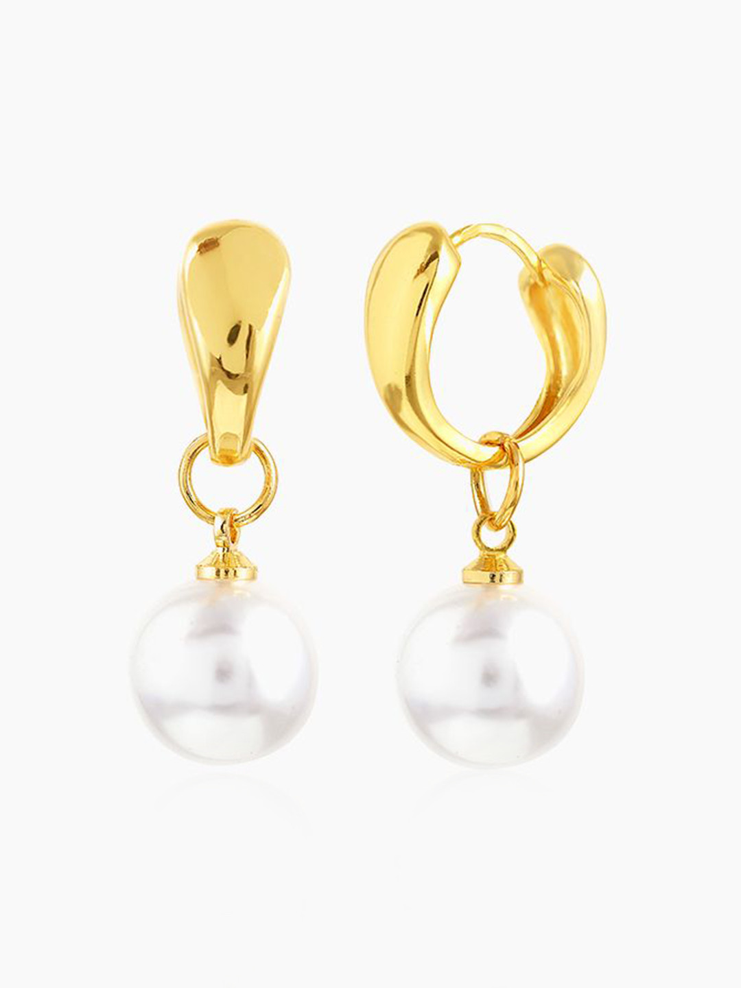 SWASHAA Lenore 18K Gold Plated Pearl Beaded Circular Hoop Earrings