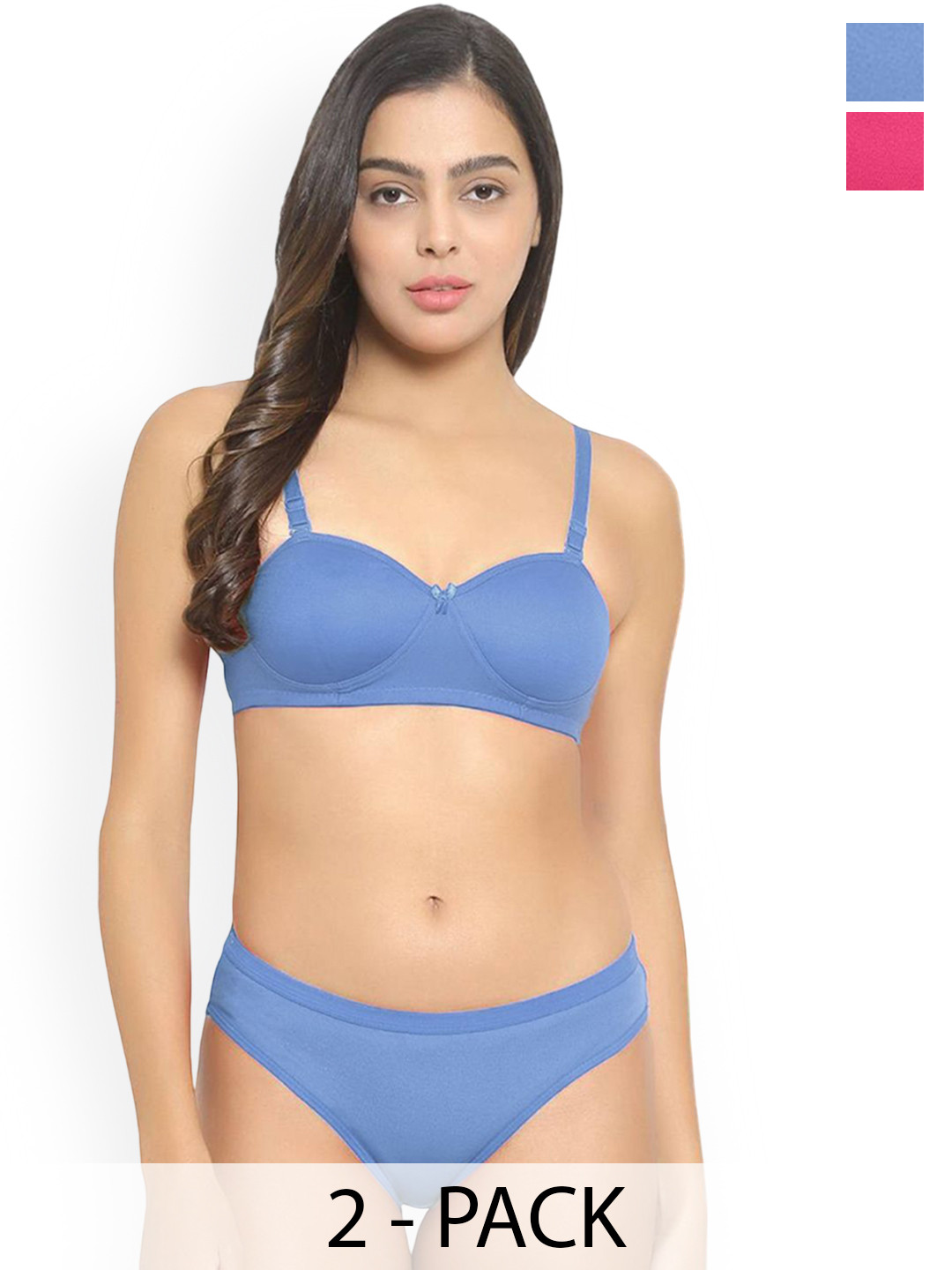 PIBU Pack Of 2 Cotton Lingerie Set H_Demi-Set_L-B,P