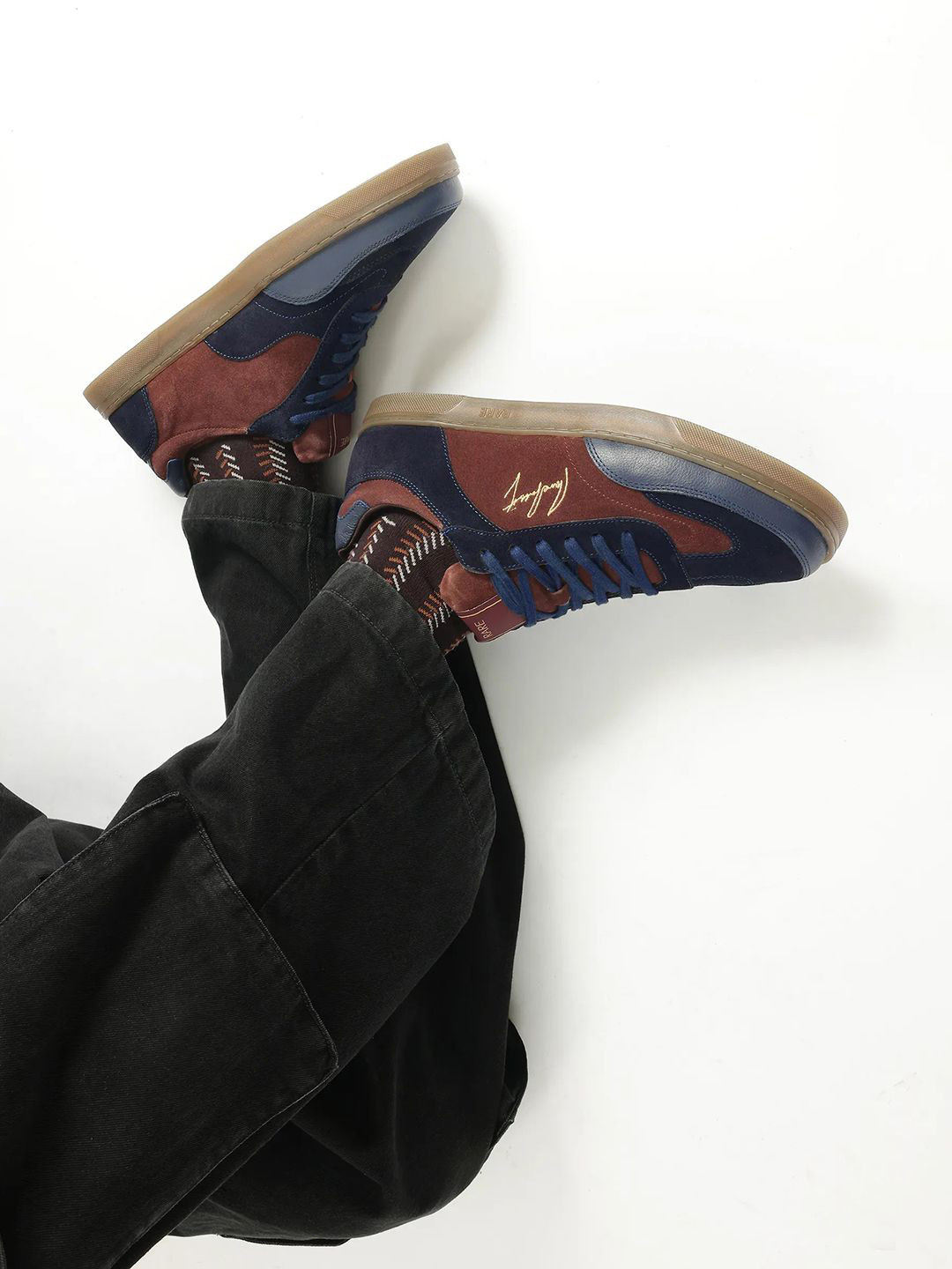 RARE RABBIT Men Rex Primary Brown Colourblocked Leather Sneakers