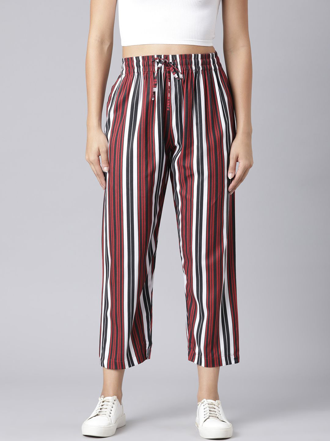 TWIN BIRDS Women High-Rise Striped Palazzo Pants