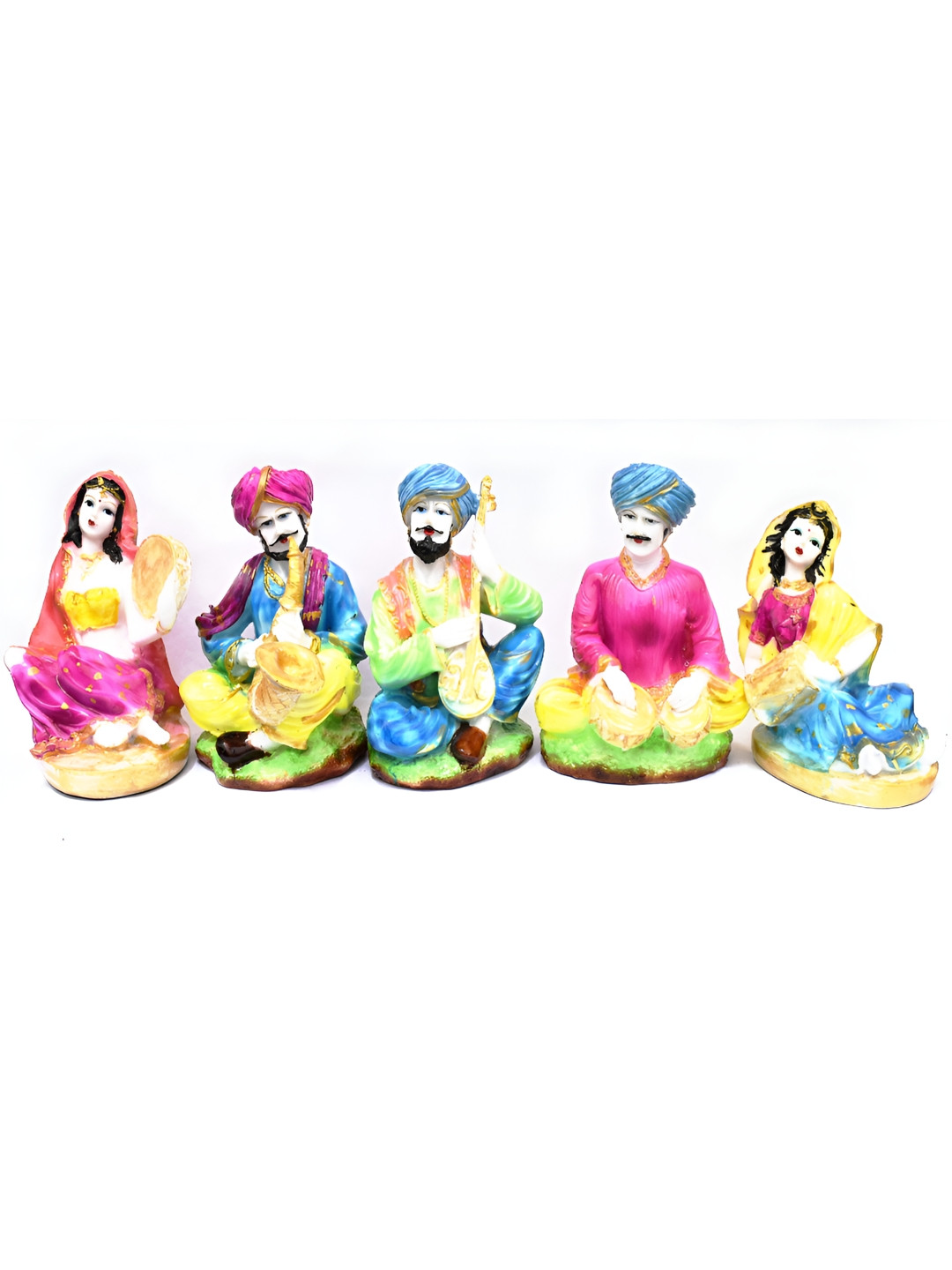 Aura Yellow Polyresin Natural Living Room Set of 5 Small Showpieces - 7.5 Inches