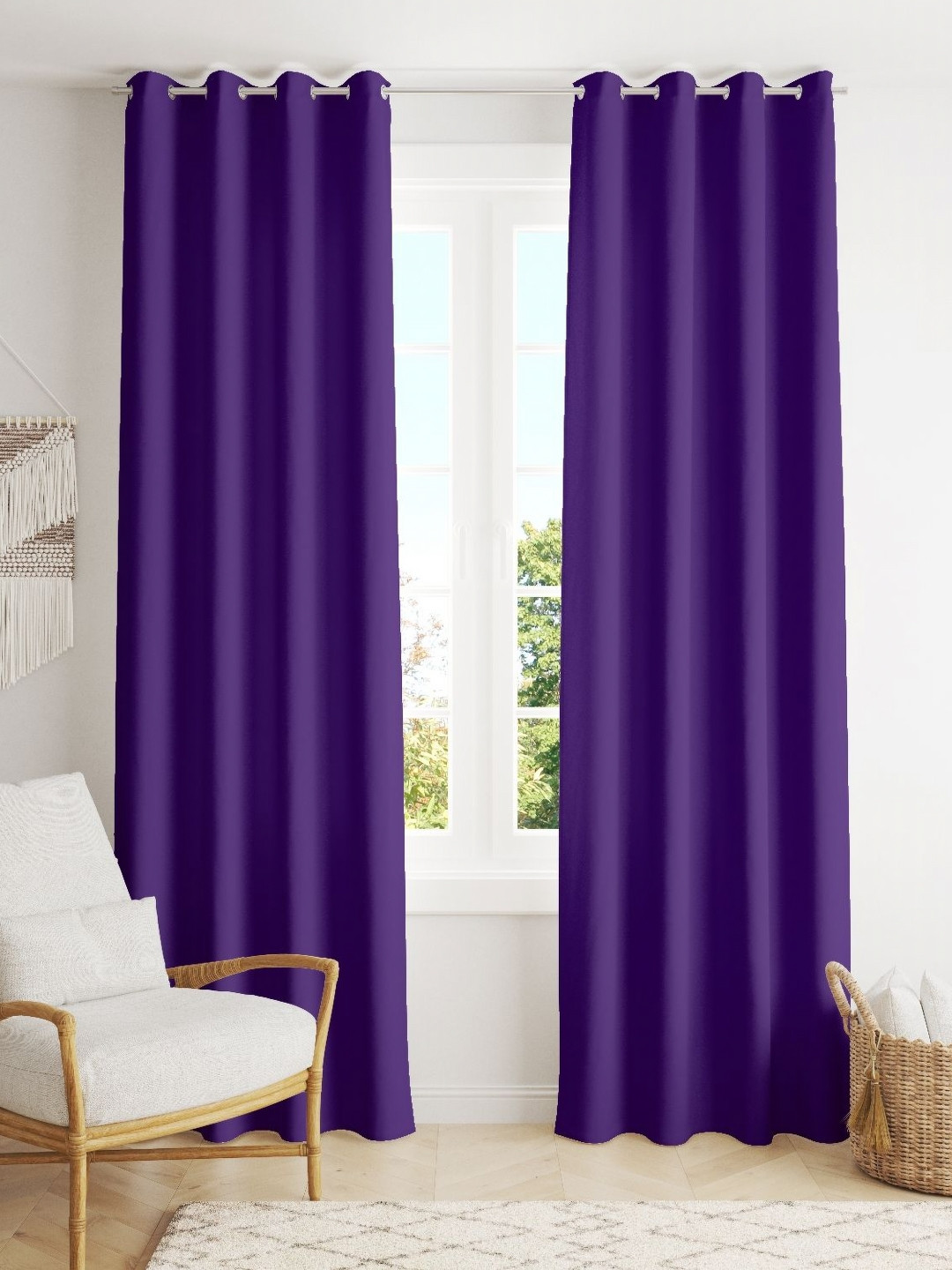 Parda Online Purple Black Out Long Door Curtain