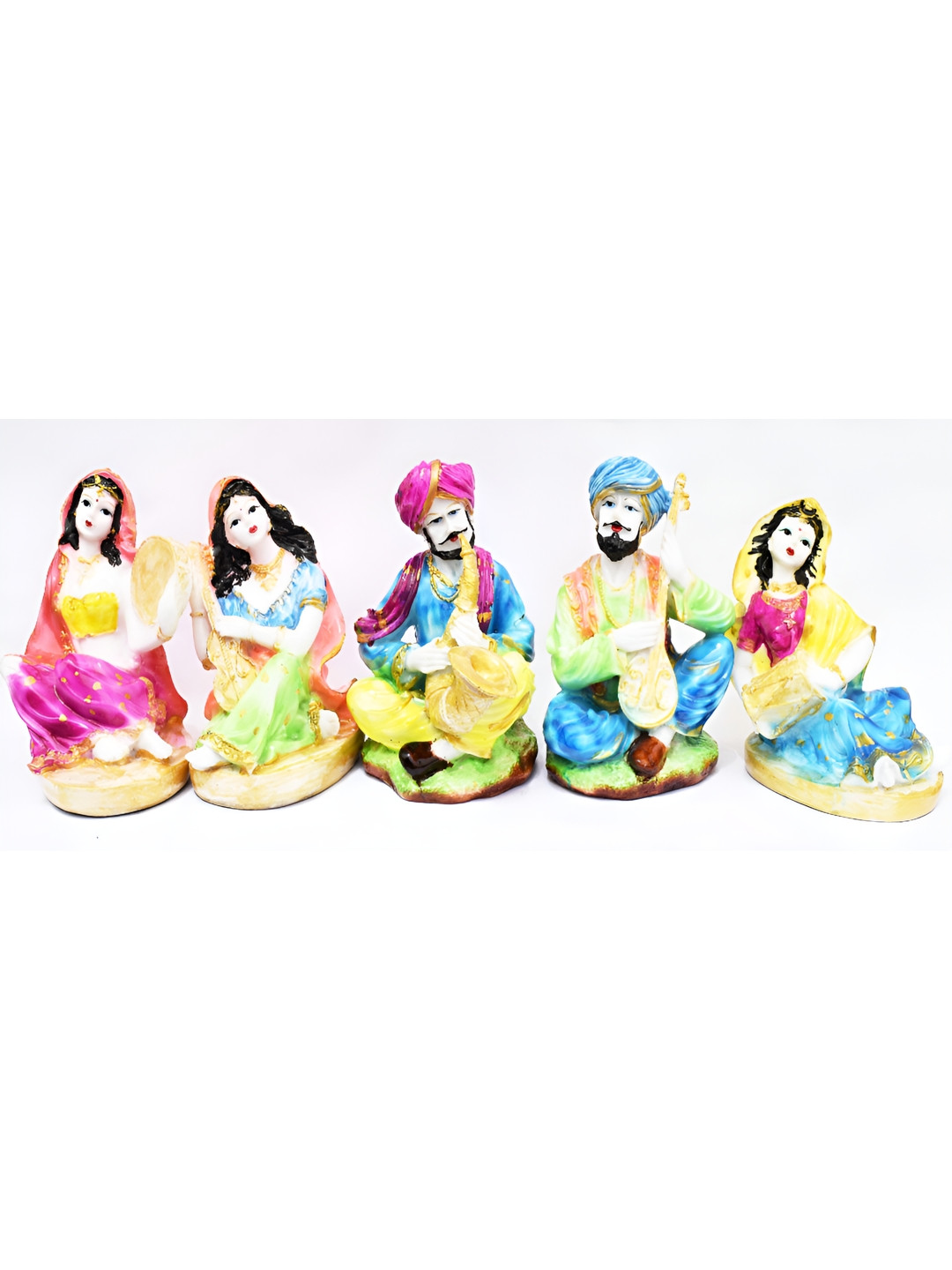 Aura Purple Polyresin Matte Prayer Room Set of 5 Small Showpieces - 7.5 Inches