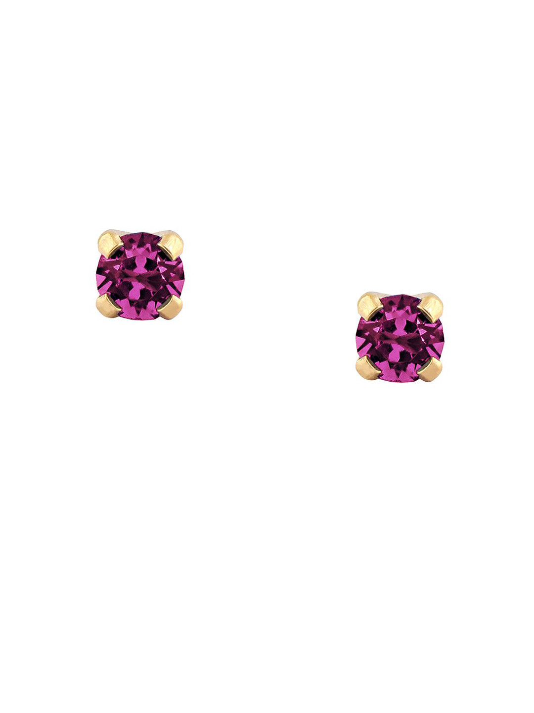 STUDEX 24K Gold-Plated Stainless Steel Amethyst Studded Circular Shaped Studs