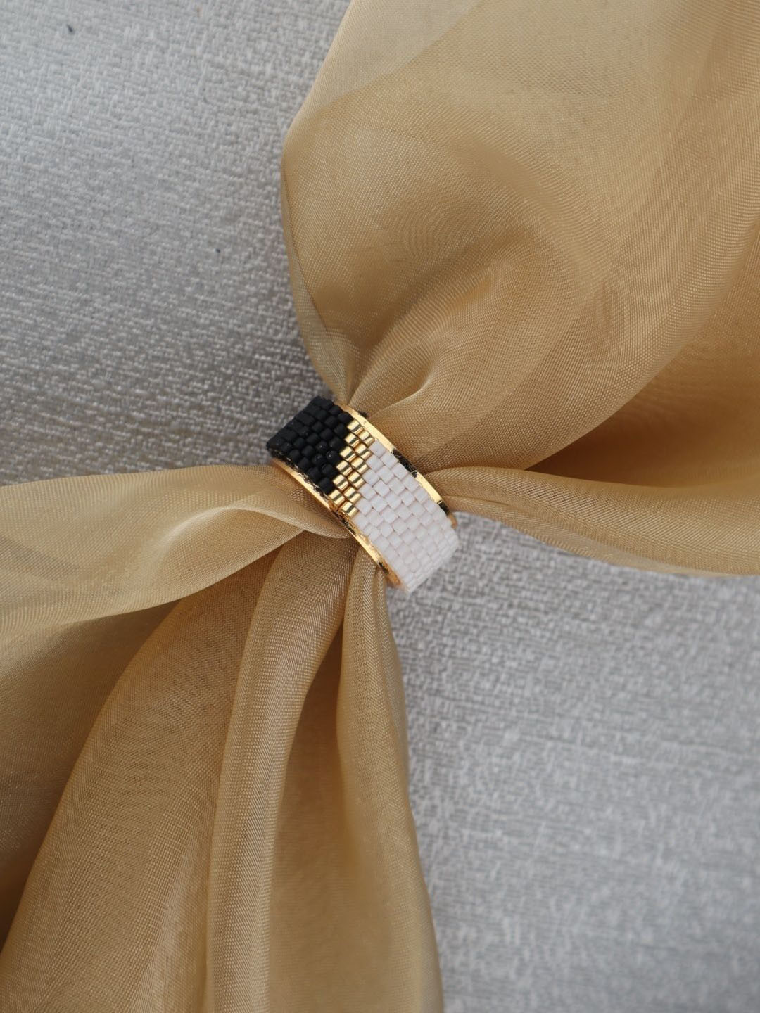 Threads & Beads Gold-Plated Rentro Beaded Adjustable Finger Ring