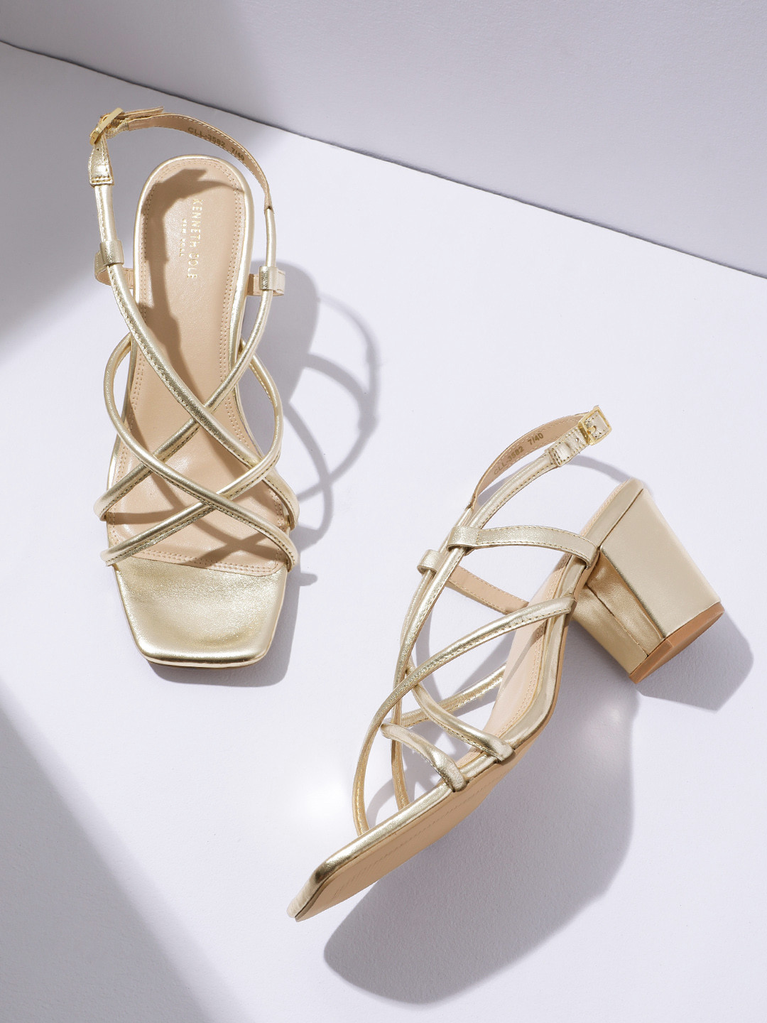 Kenneth Cole Leather Block Strappy Sandals