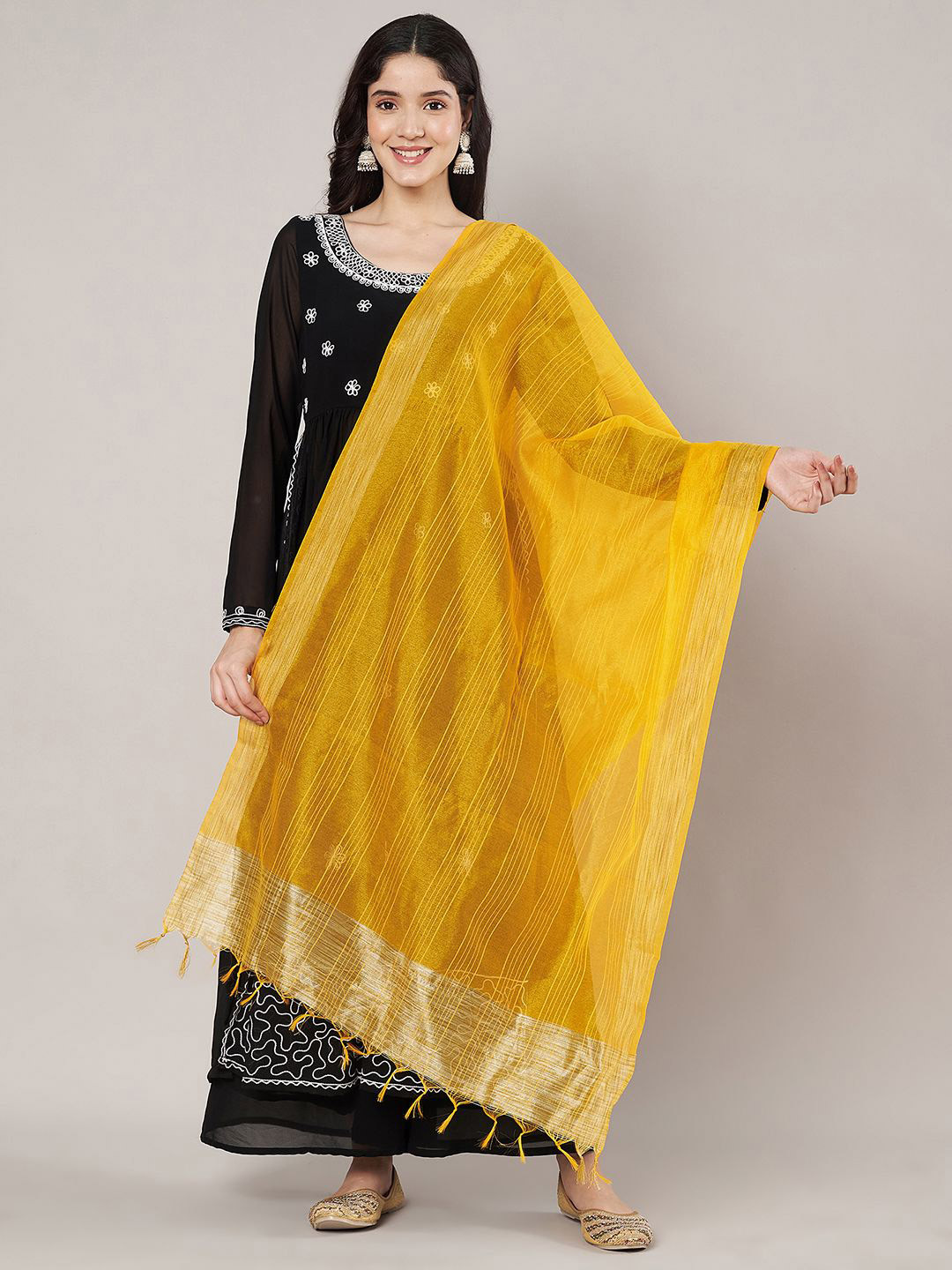 MUFFLY Woven Design Dupatta with Zari