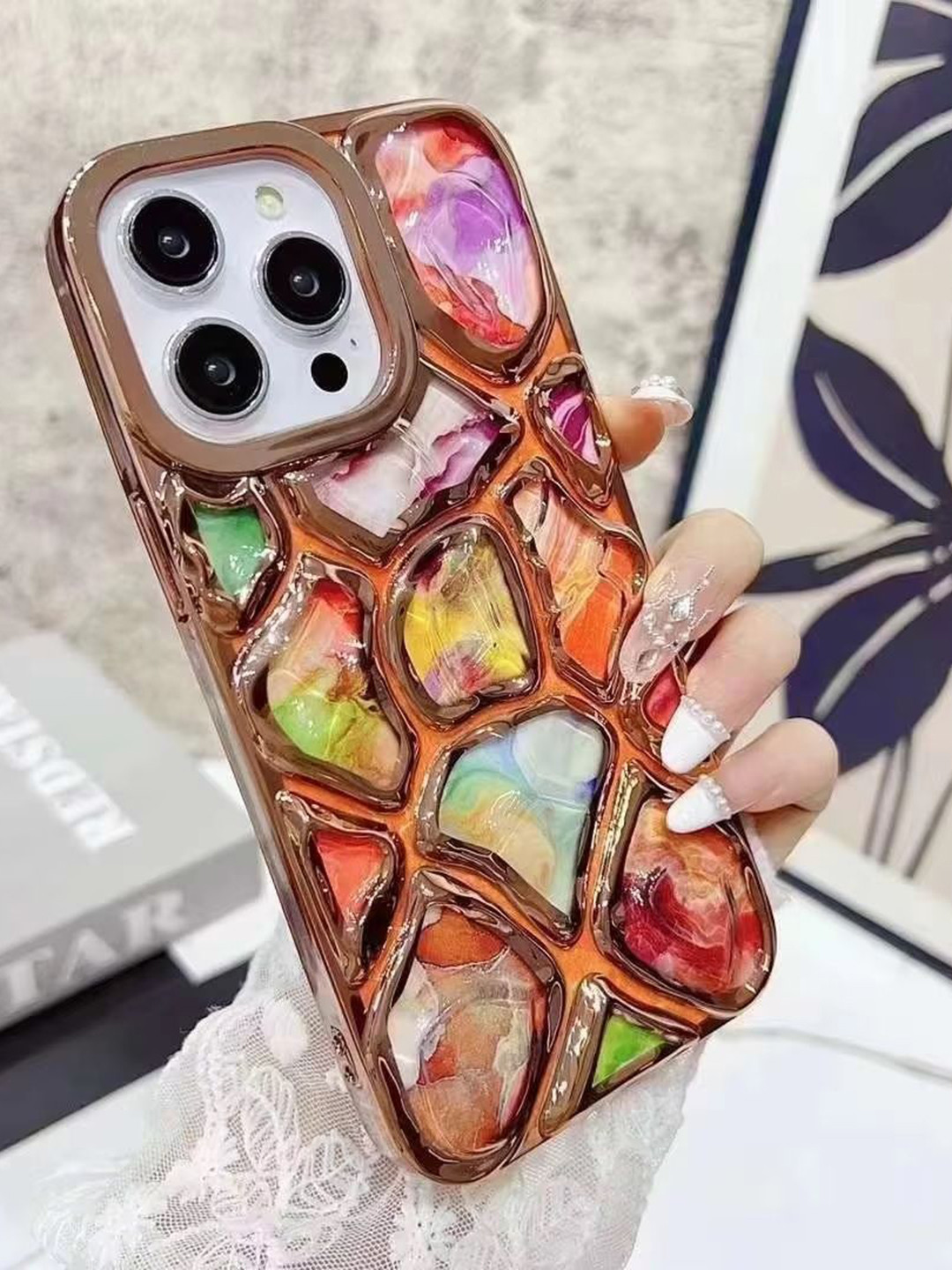 CASE CREATION 3D Diamond Cut Glitter Stone  iPhone 15 Pro Max Back Case Mobile Accessories